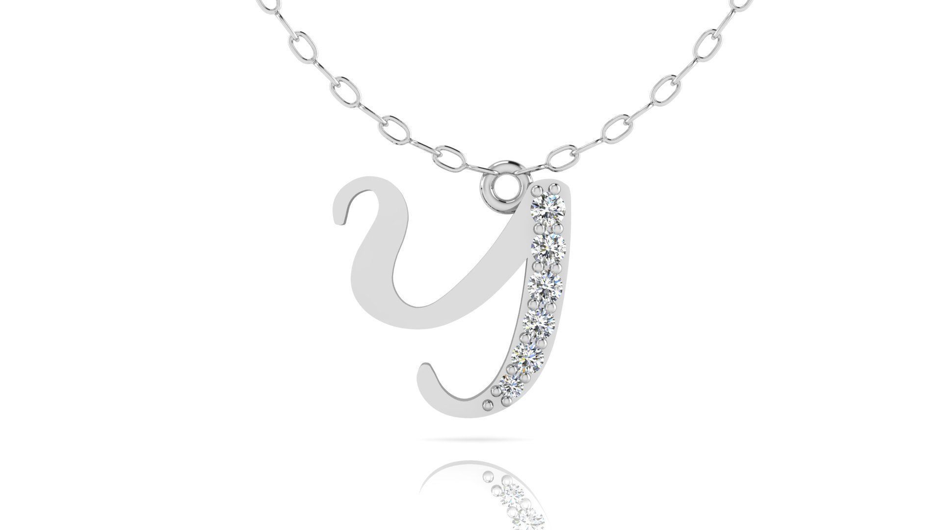 Alphabet Chicago Diamond Pendant Y 3D print model_10