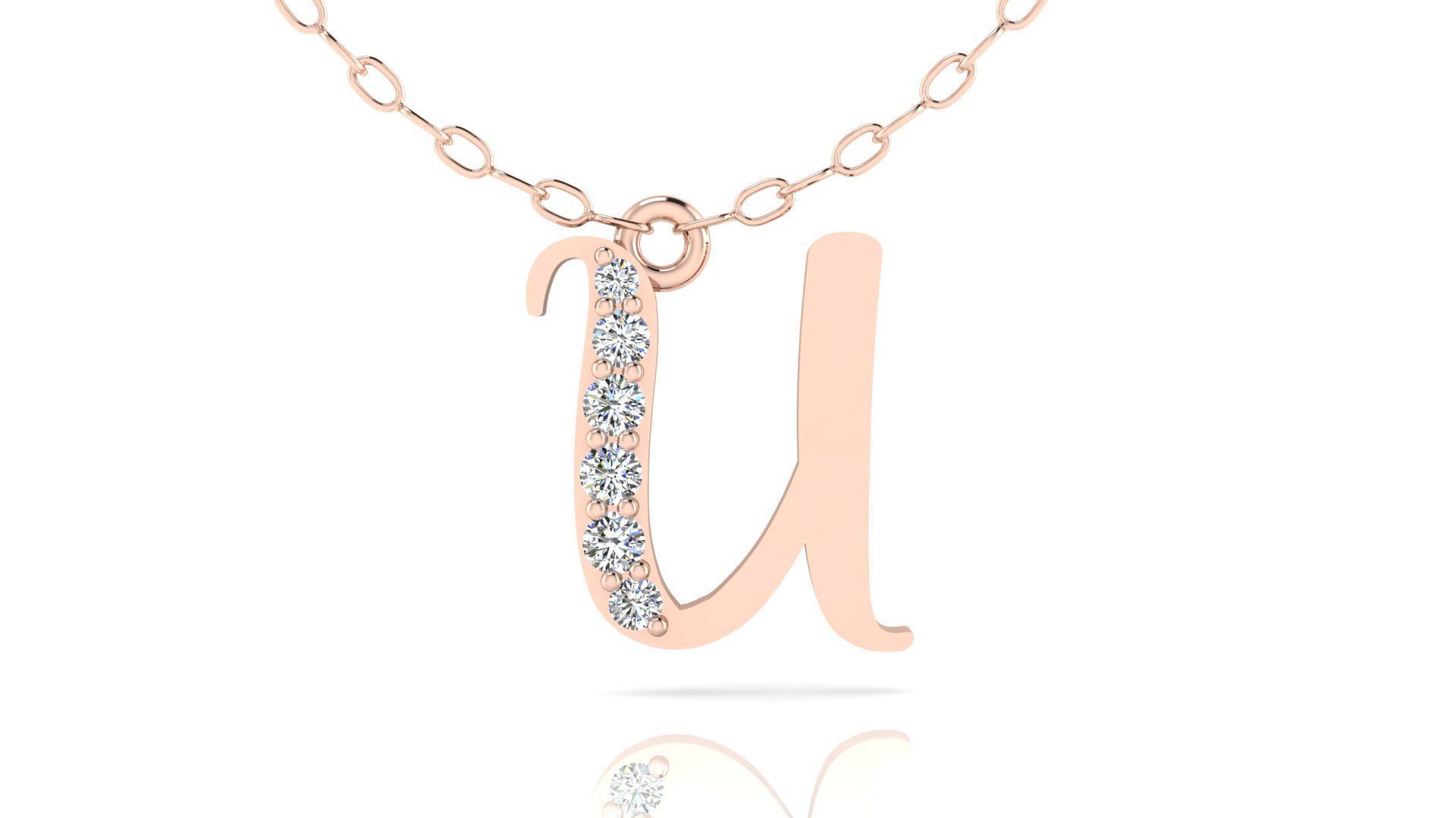 Alphabet Chicago Diamond Pendant U 3D print model_4