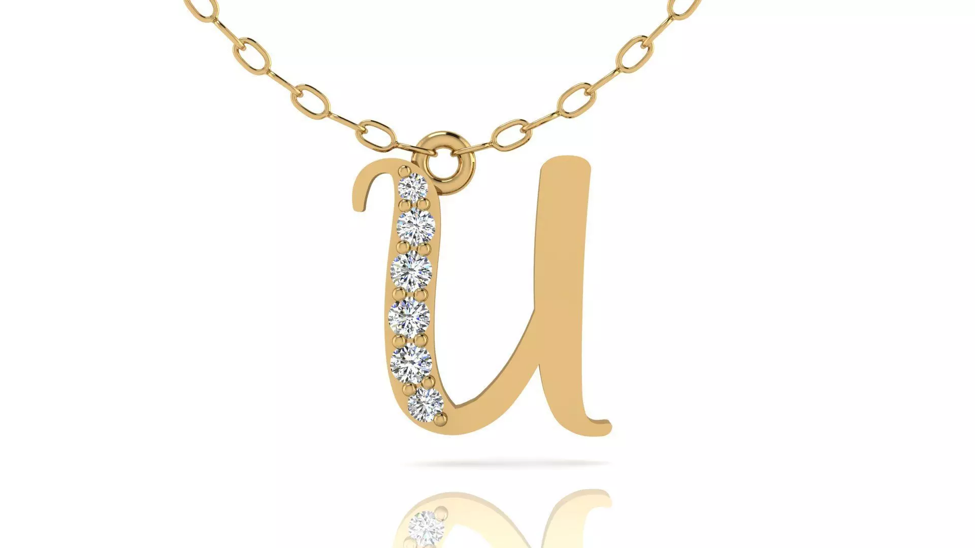 Alphabet Chicago Diamond Pendant U 3D print model_0