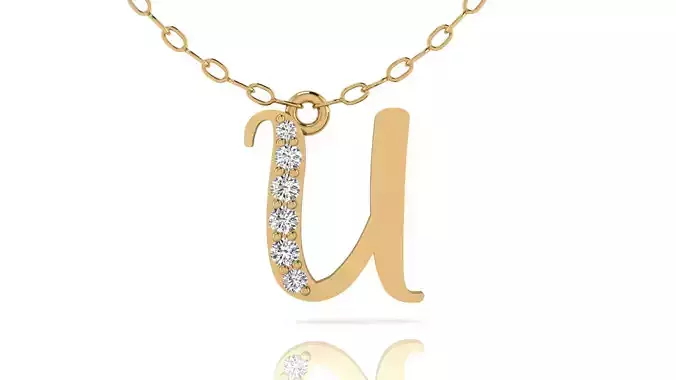 Alphabet Chicago Diamond Pendant U