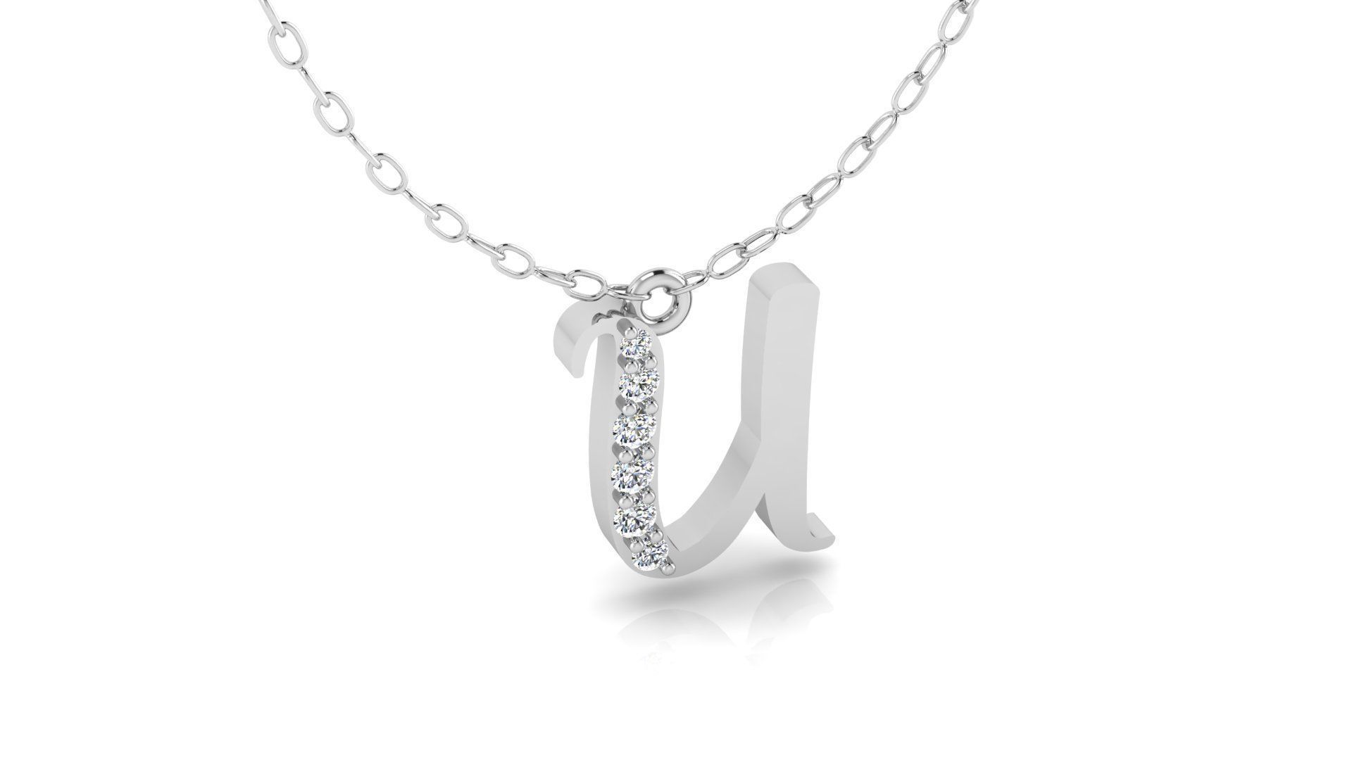 Alphabet Chicago Diamond Pendant U 3D print model_14
