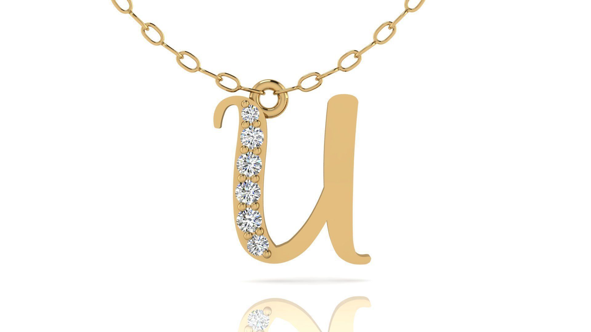 Alphabet Chicago Diamond Pendant U 3D print model_16