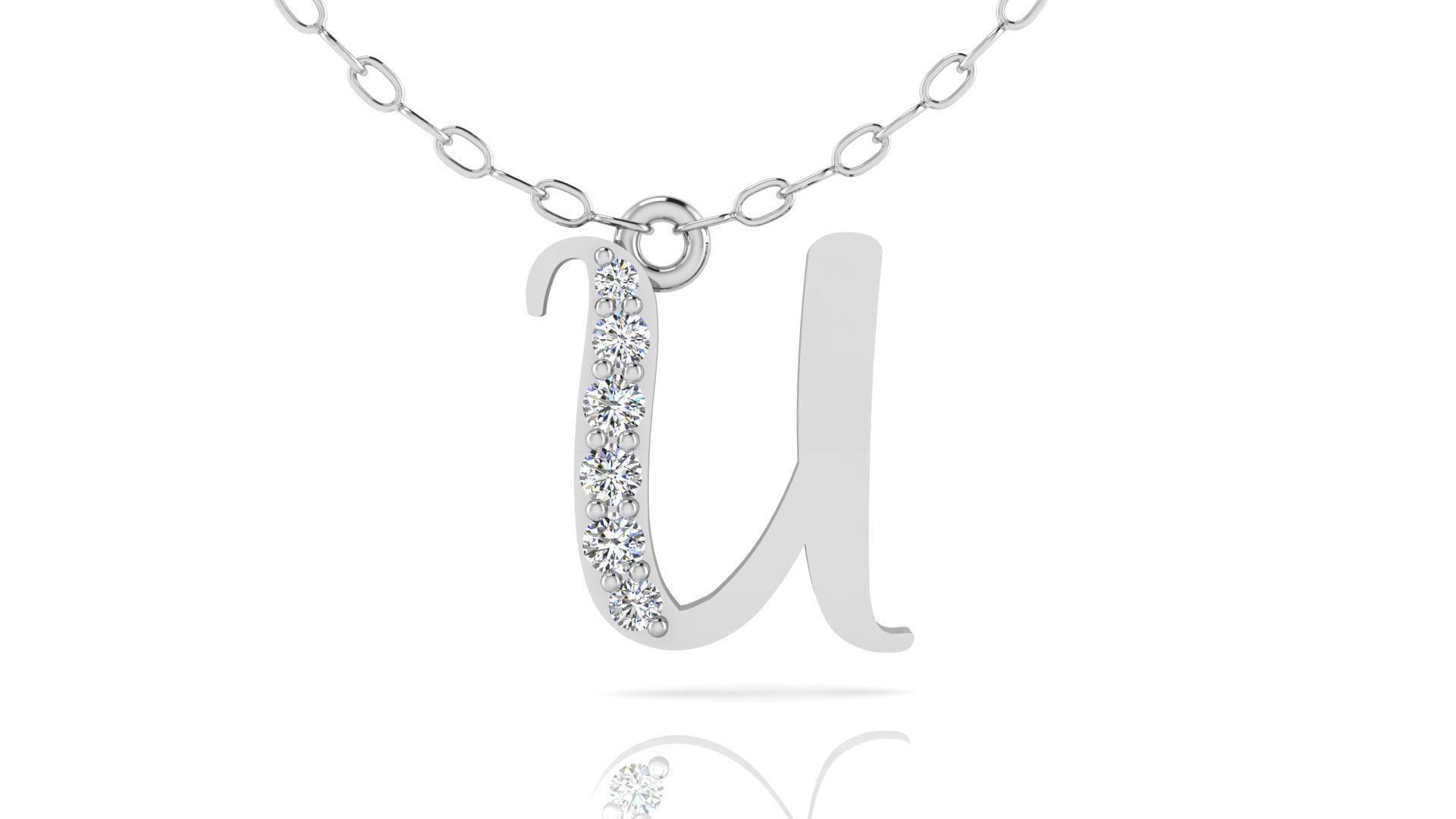 Alphabet Chicago Diamond Pendant U 3D print model_13