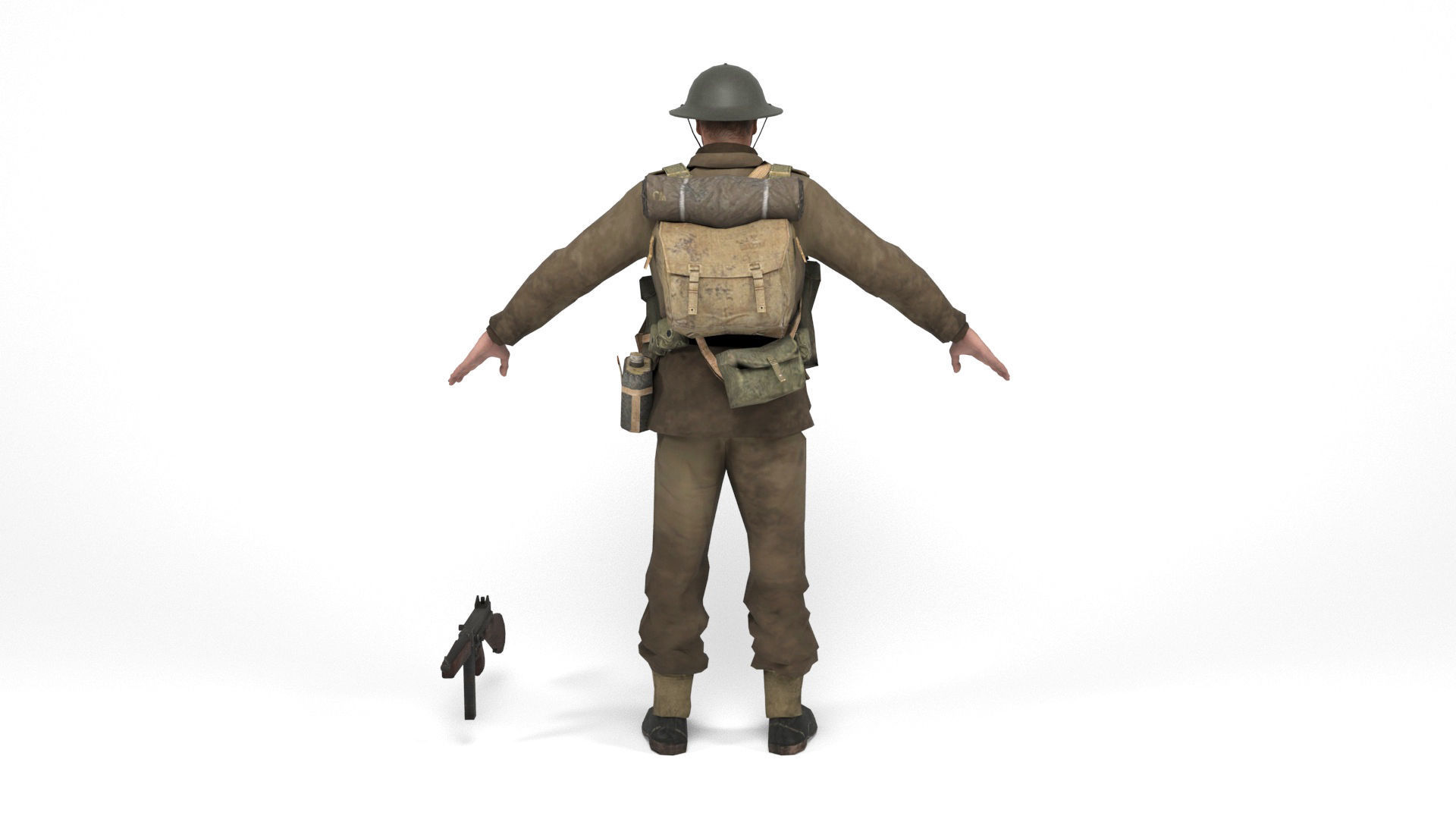 British Allied Soldier Low-poly 3D model_3