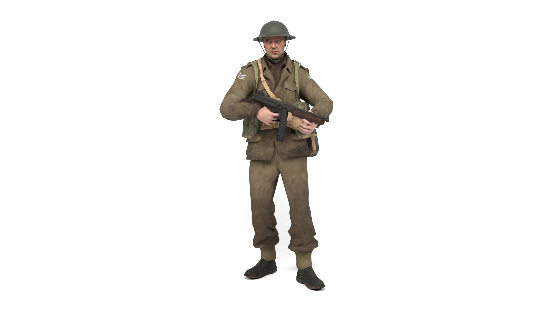 British Allied Soldier Low-poly 3D model_7