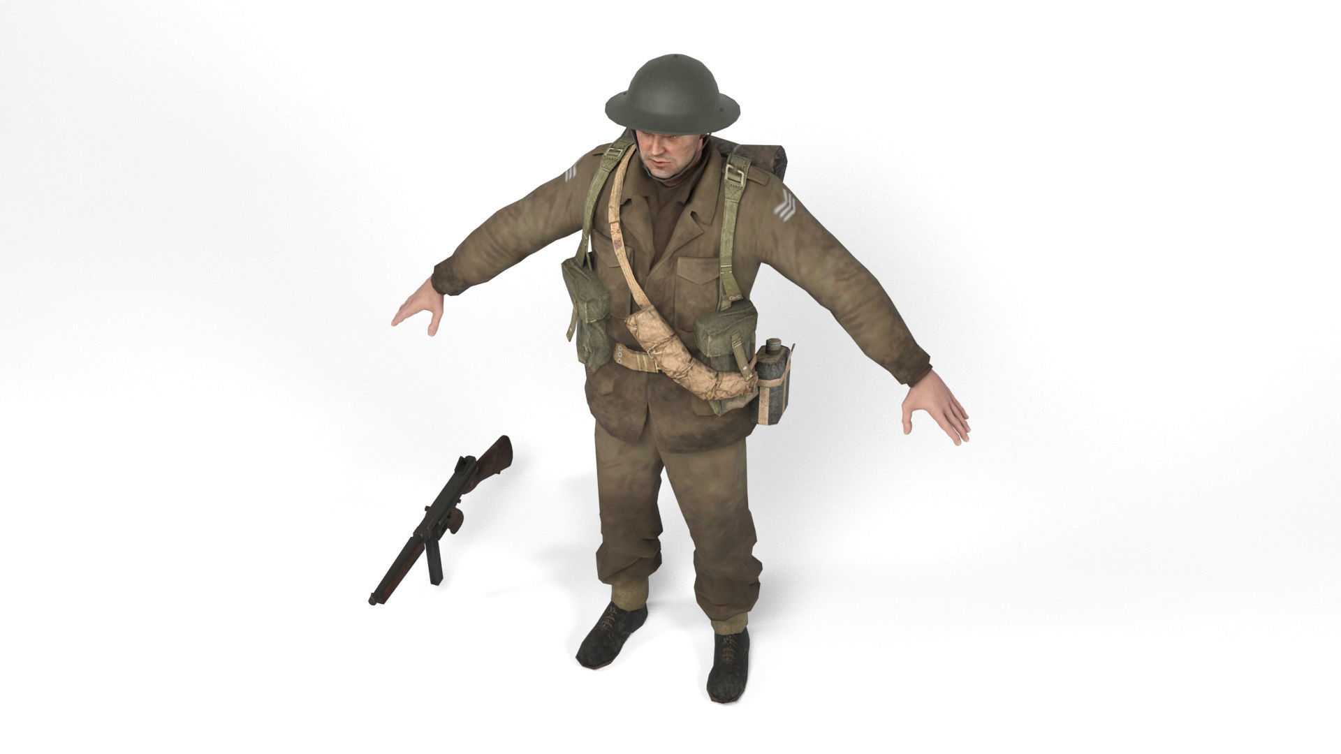 British Allied Soldier Low-poly 3D model_5