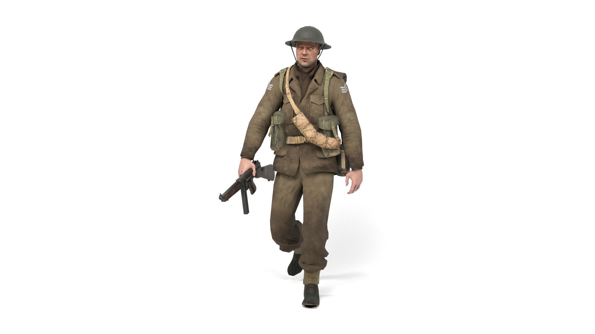 British Allied Soldier Low-poly 3D model_8