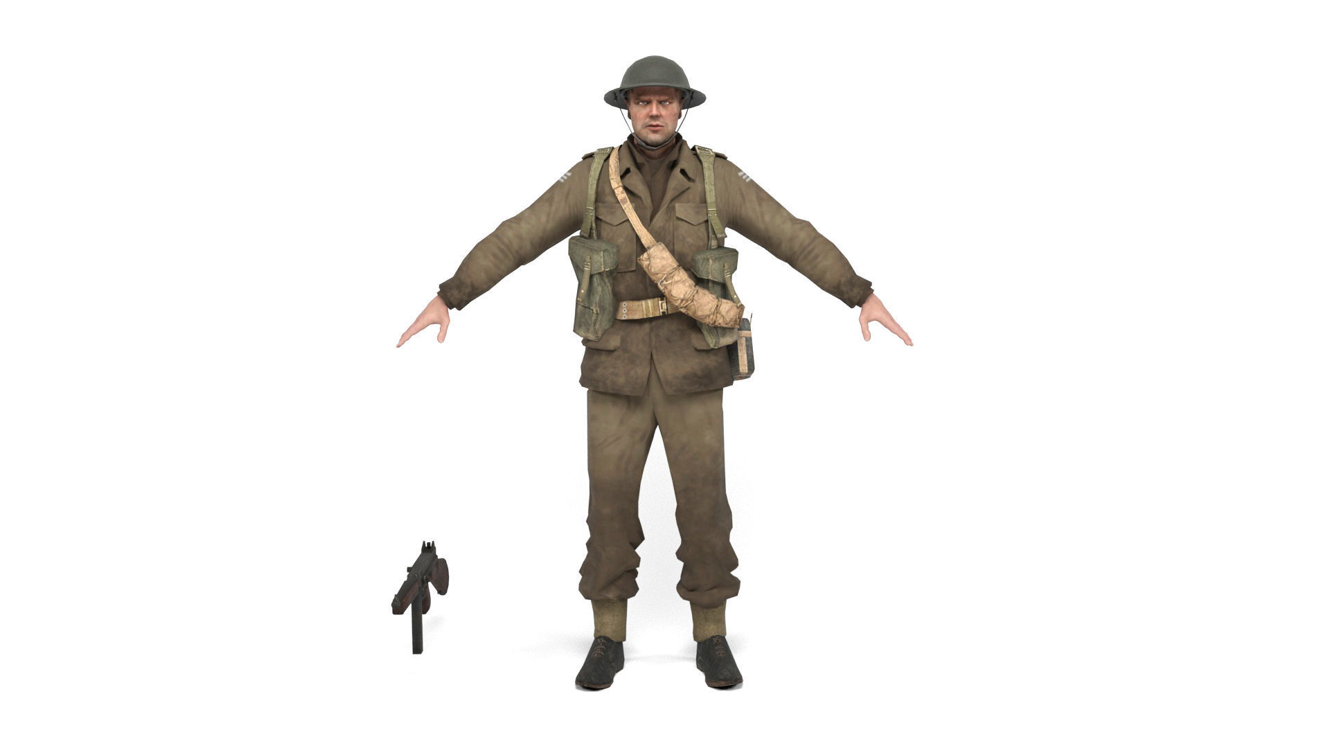 British Allied Soldier Low-poly 3D model_2