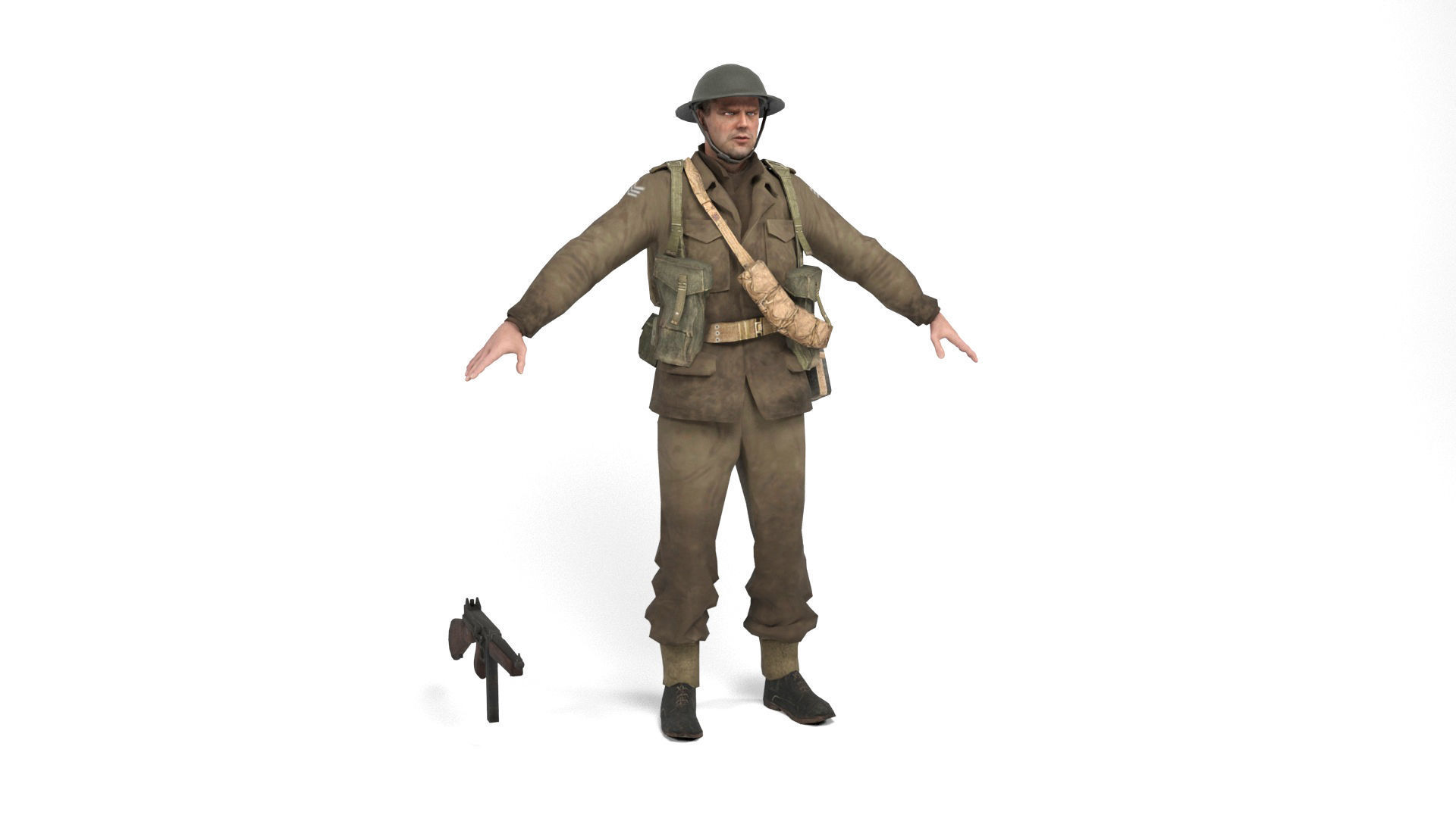 British Allied Soldier Low-poly 3D model_1
