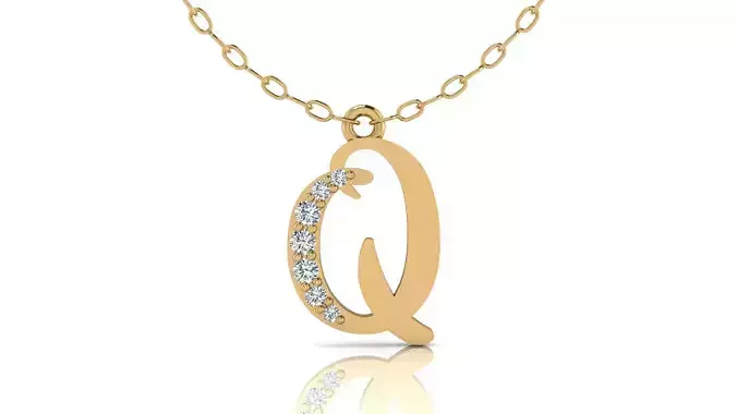Alphabet Chicago Diamond Pendant Q 3D print model