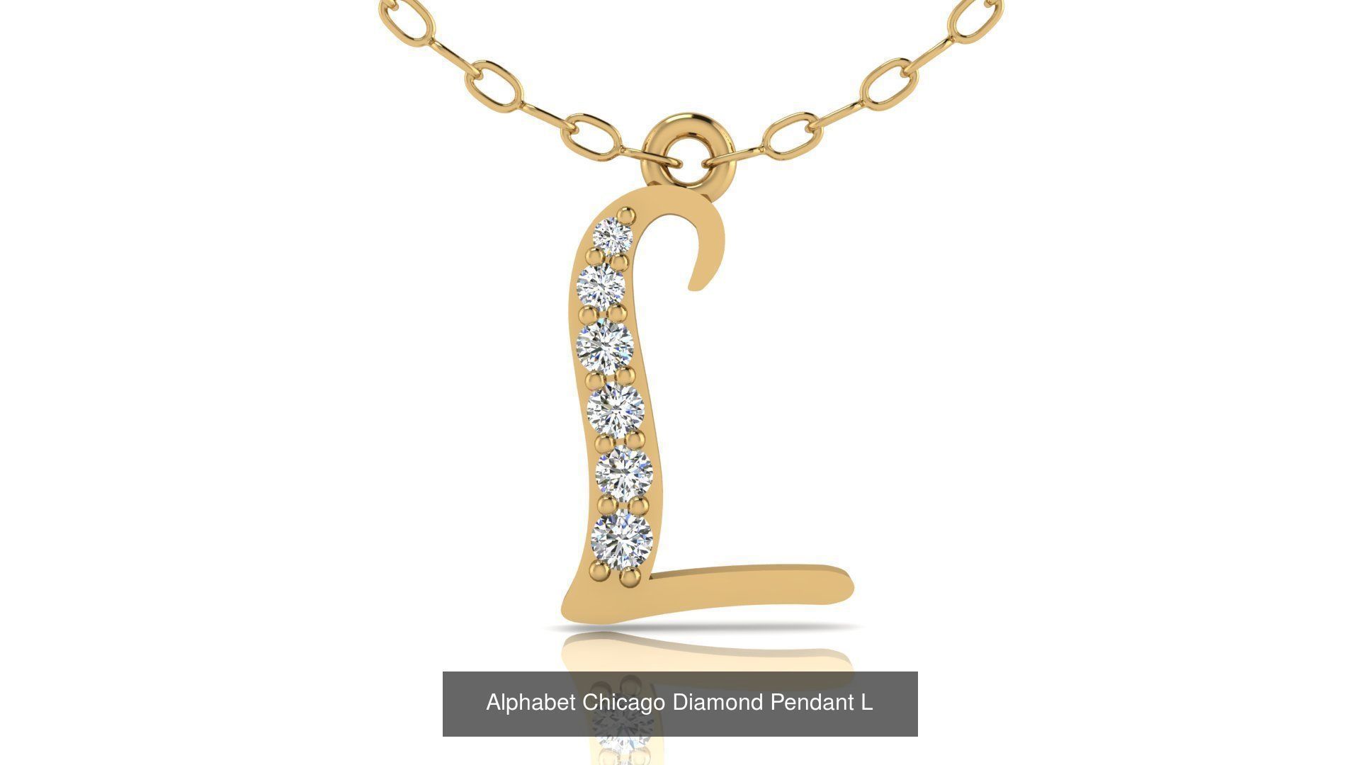 Alphabet Chicago Diamond Pendant 26 models 3D Model Collection_15