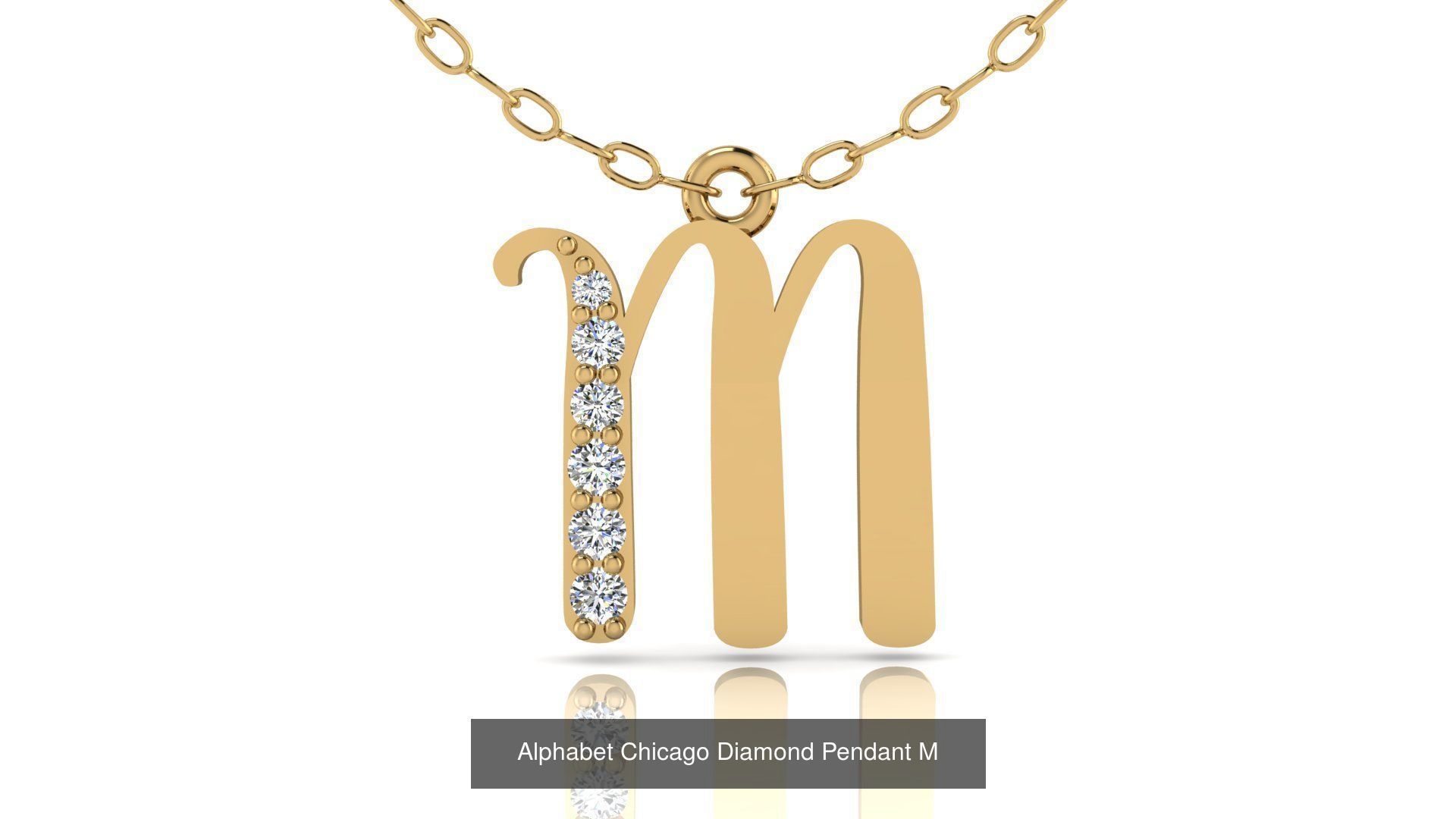 Alphabet Chicago Diamond Pendant 26 models 3D Model Collection_16