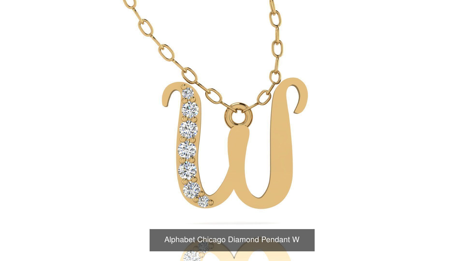 Alphabet Chicago Diamond Pendant 26 models 3D Model Collection_27