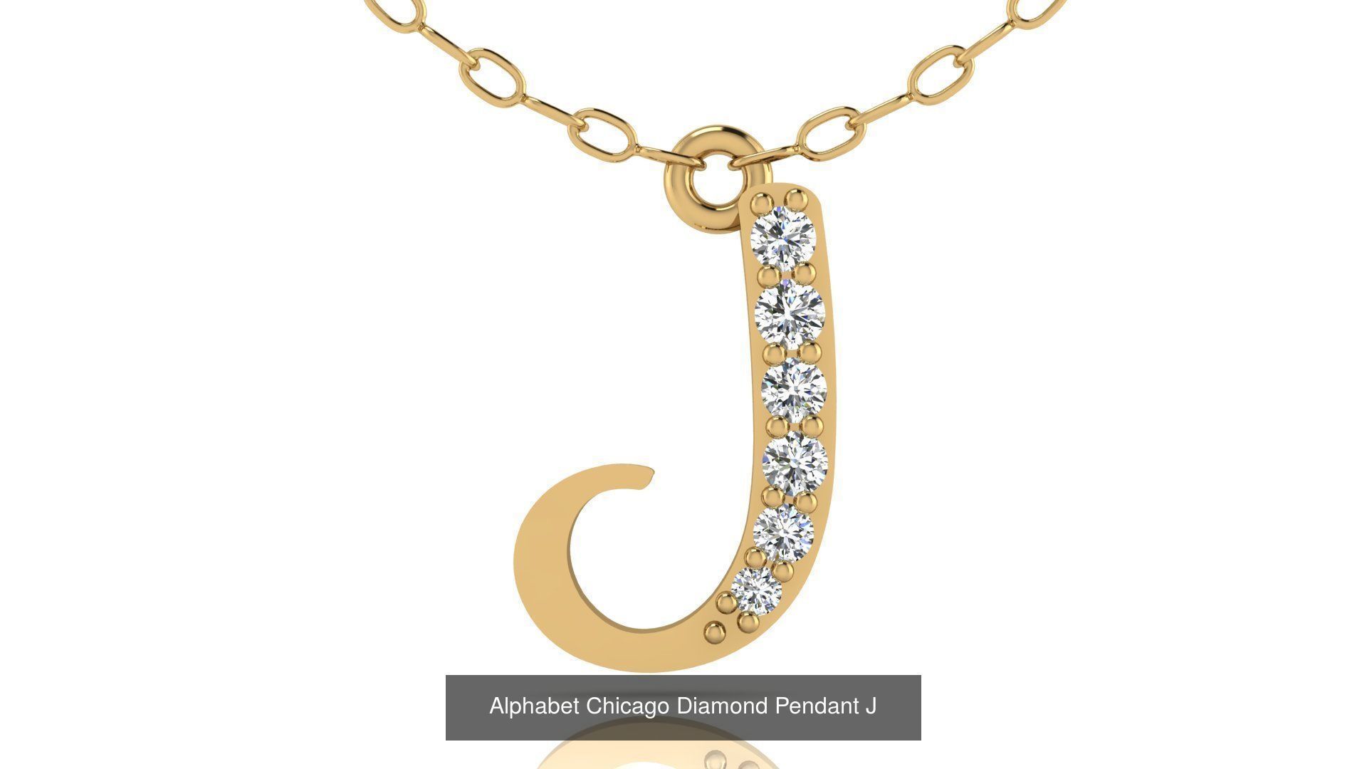 Alphabet Chicago Diamond Pendant 26 models 3D Model Collection_13