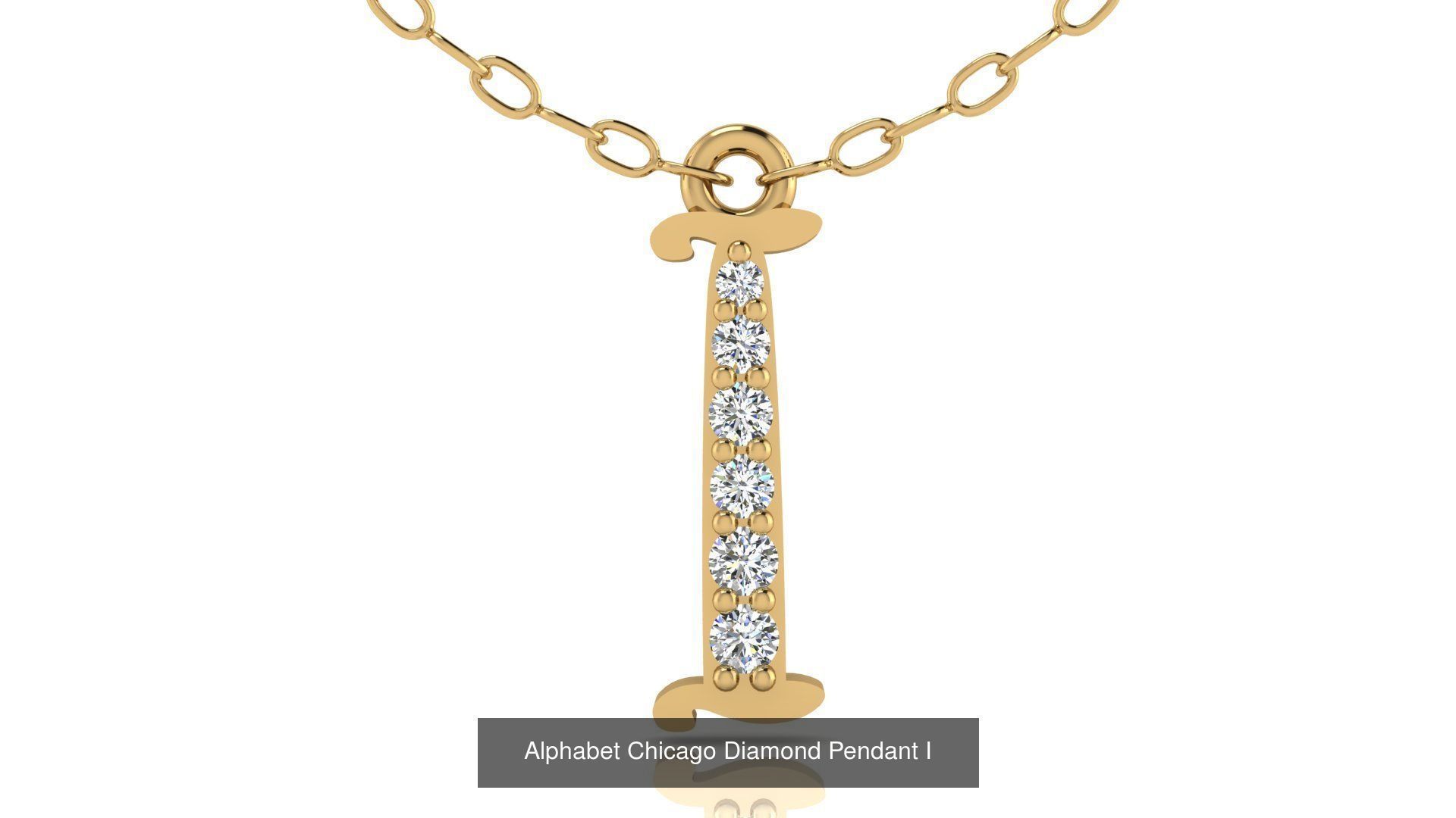 Alphabet Chicago Diamond Pendant 26 models 3D Model Collection_12