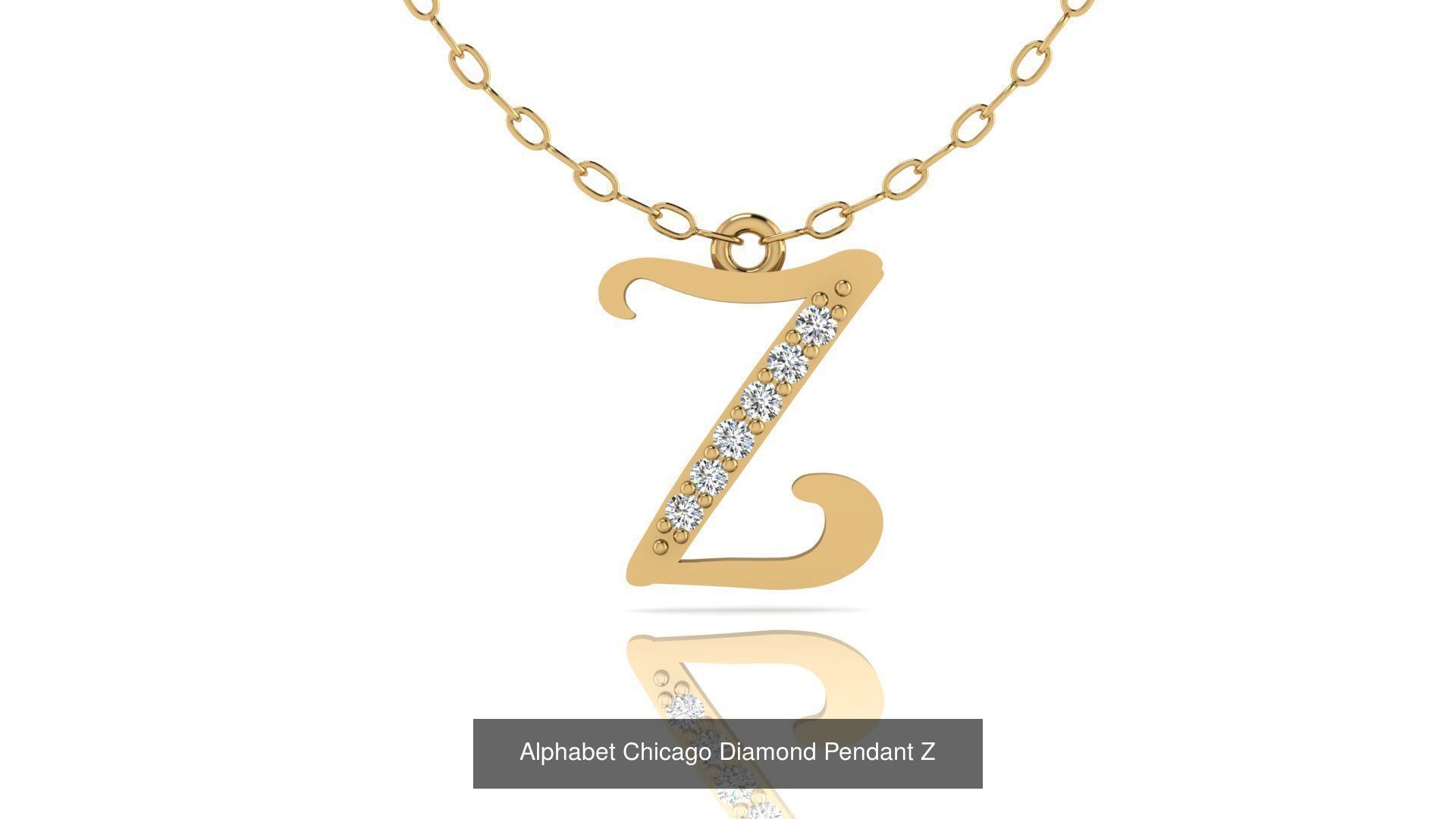 Alphabet Chicago Diamond Pendant 26 models 3D Model Collection_25