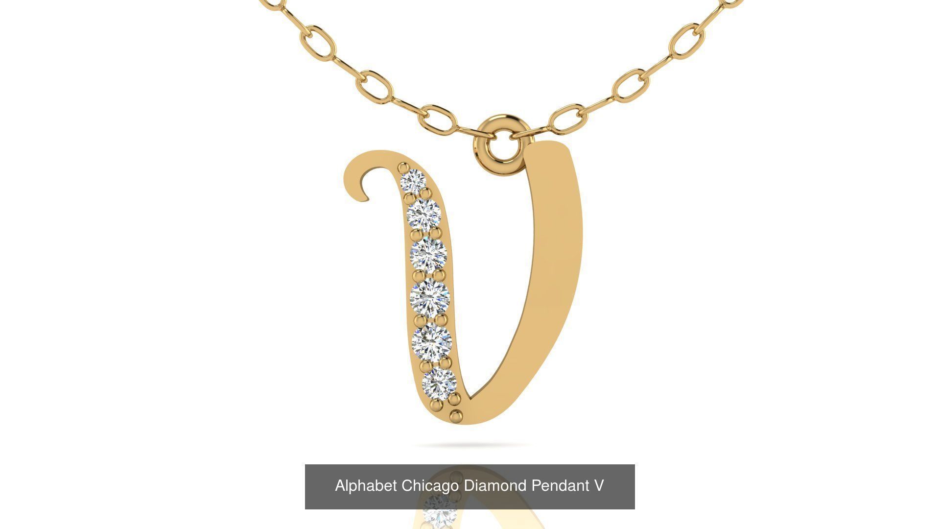 Alphabet Chicago Diamond Pendant 26 models 3D Model Collection_23