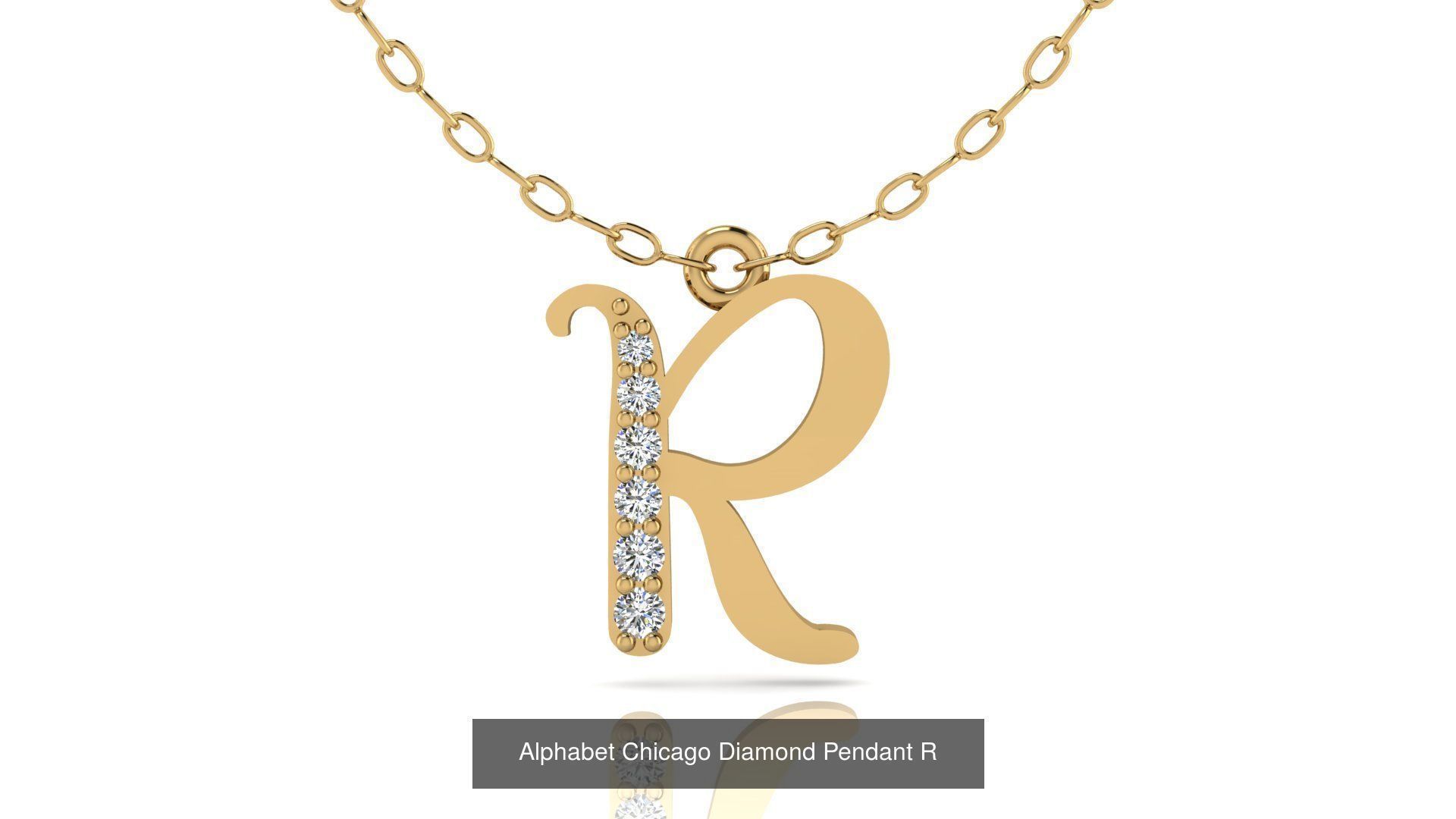 Alphabet Chicago Diamond Pendant 26 models 3D Model Collection_20