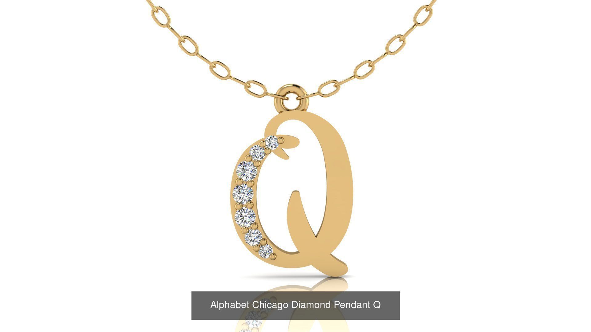 Alphabet Chicago Diamond Pendant 26 models 3D Model Collection_29