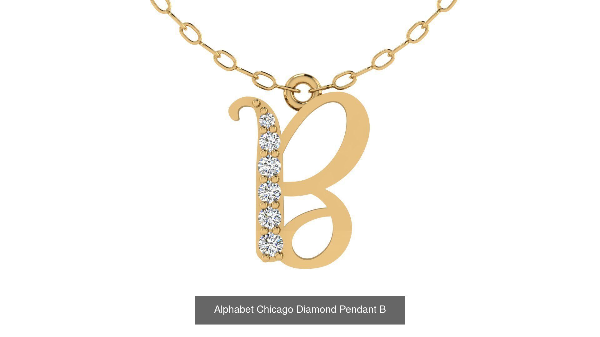 Alphabet Chicago Diamond Pendant 26 models 3D Model Collection_5