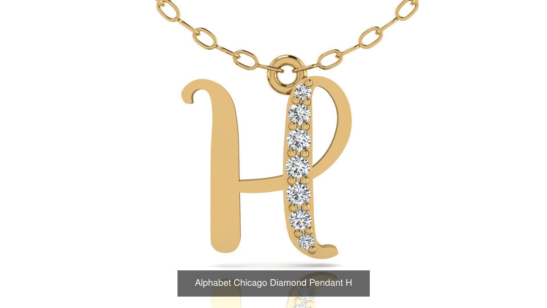 Alphabet Chicago Diamond Pendant 26 models 3D Model Collection_11