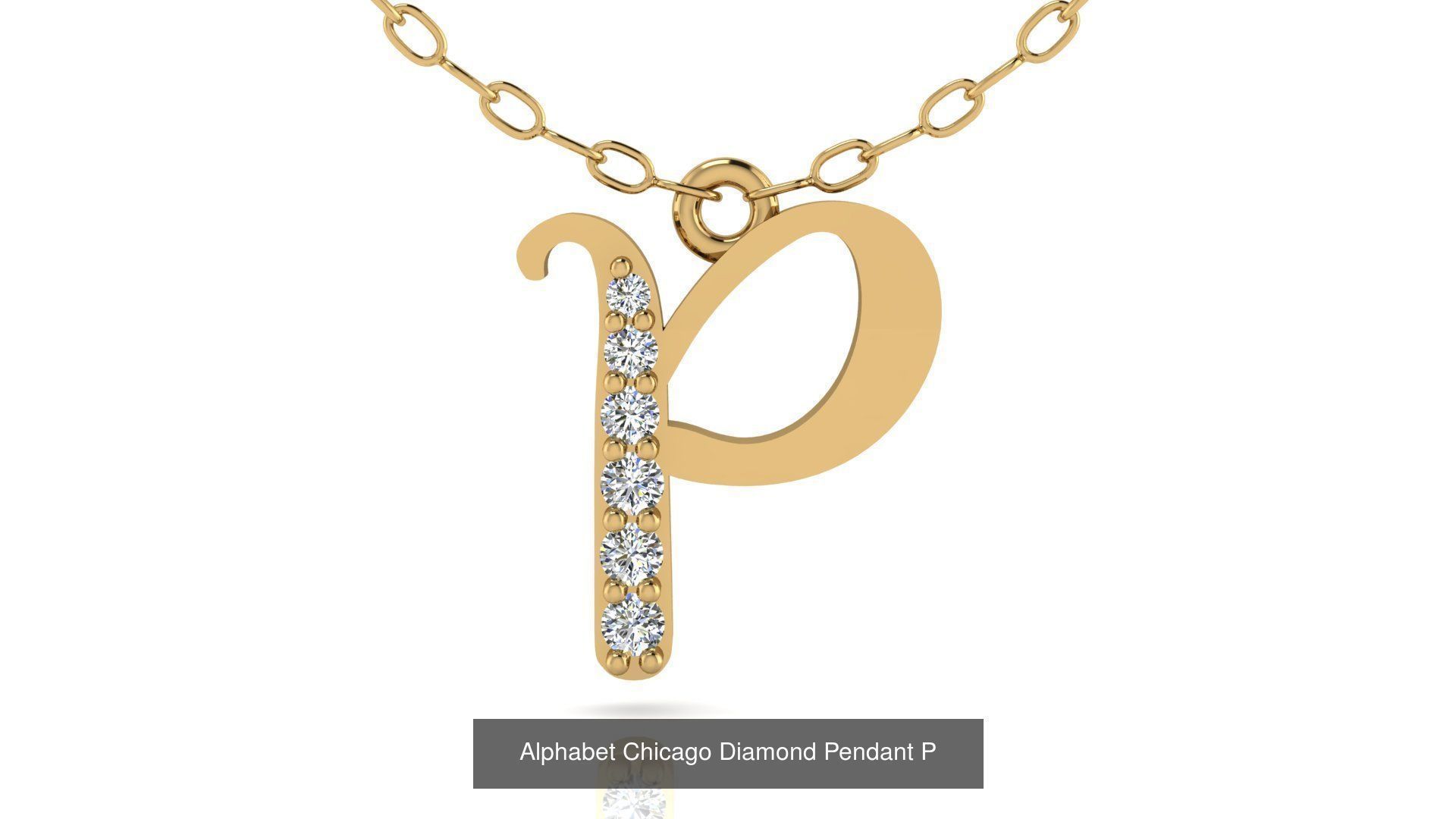 Alphabet Chicago Diamond Pendant 26 models 3D Model Collection_19