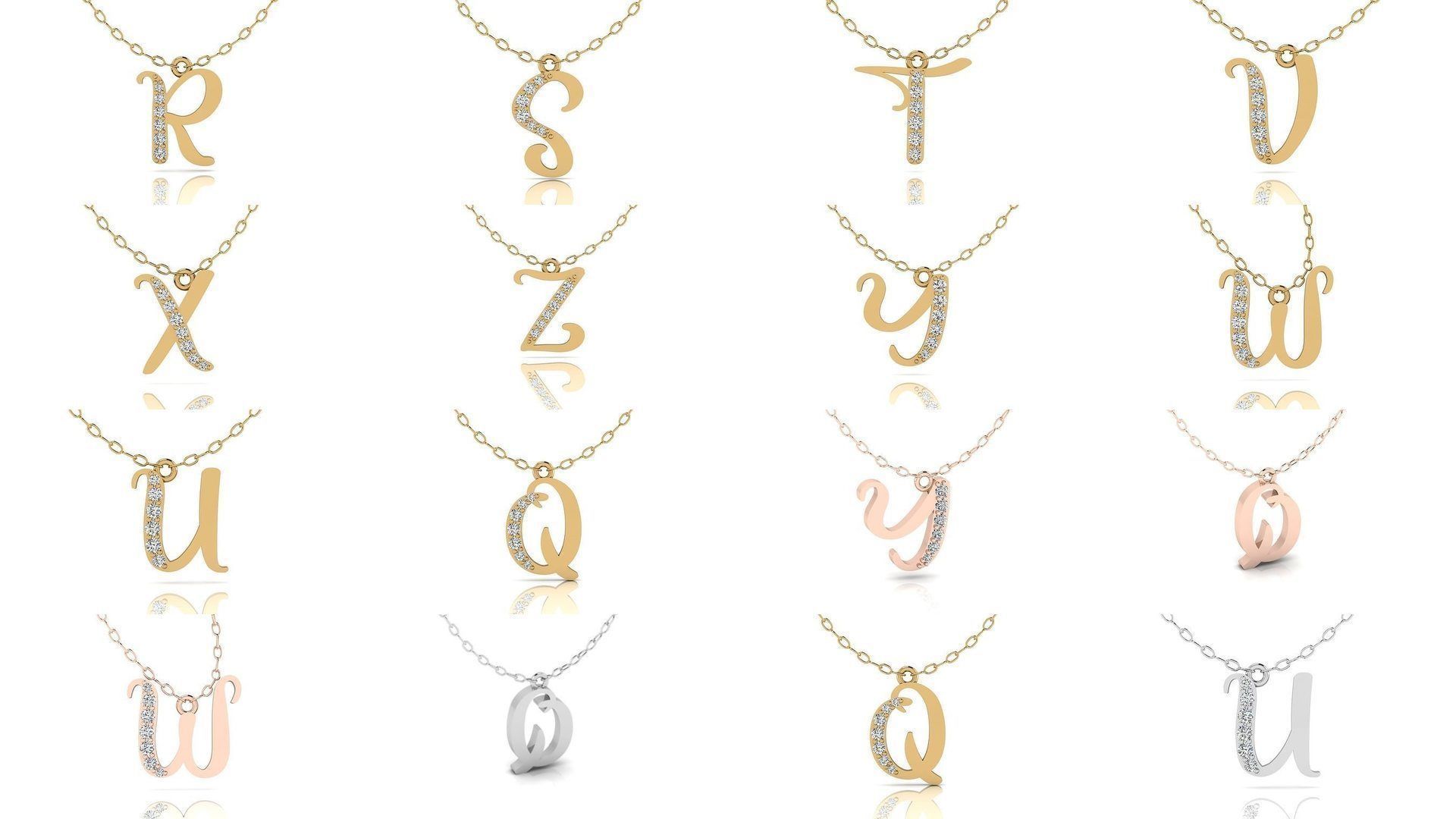 Alphabet Chicago Diamond Pendant 26 models 3D Model Collection_2