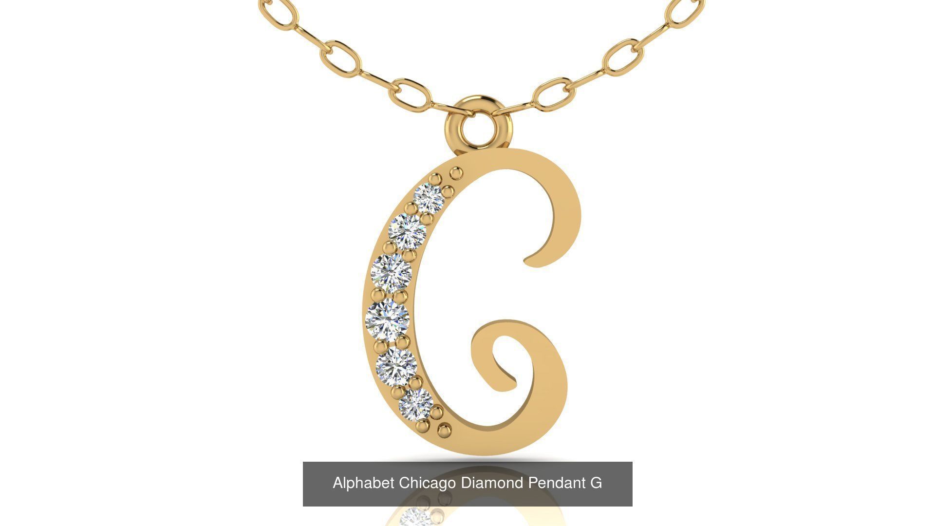Alphabet Chicago Diamond Pendant 26 models 3D Model Collection_10