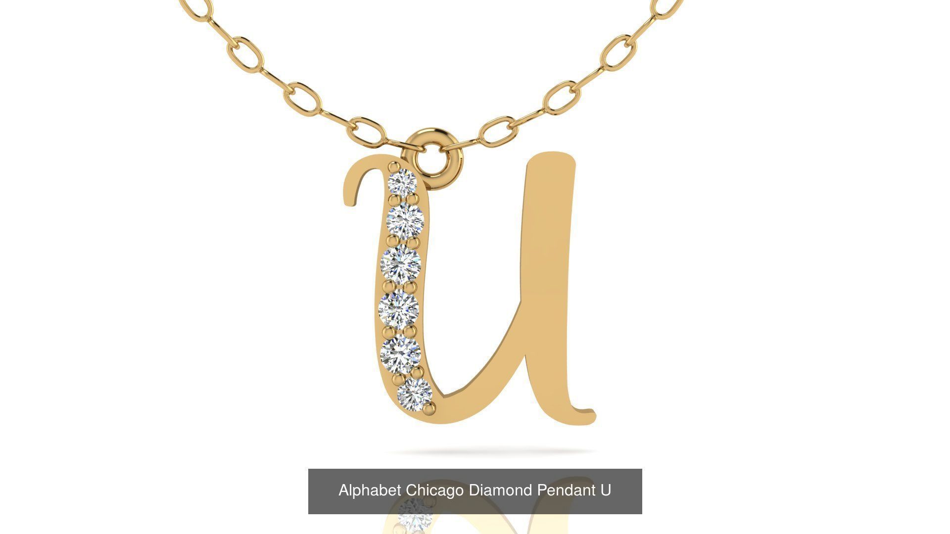 Alphabet Chicago Diamond Pendant 26 models 3D Model Collection_28