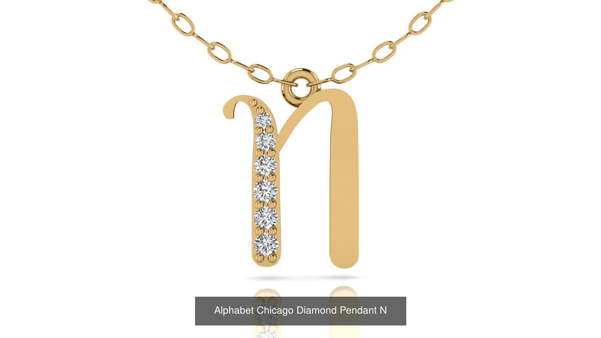 Alphabet Chicago Diamond Pendant 26 models 3D Model Collection_17