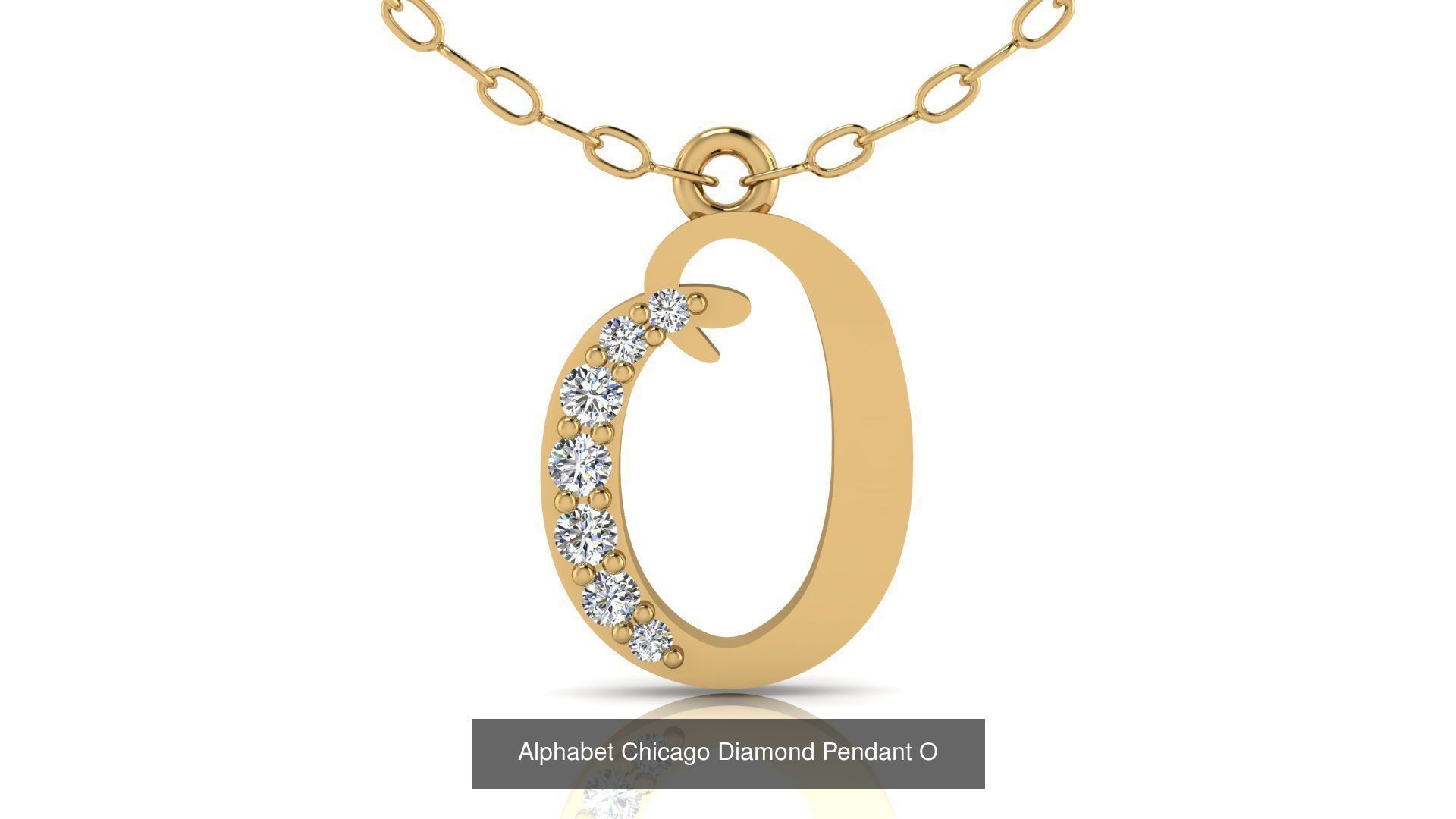 Alphabet Chicago Diamond Pendant 26 models 3D Model Collection_18