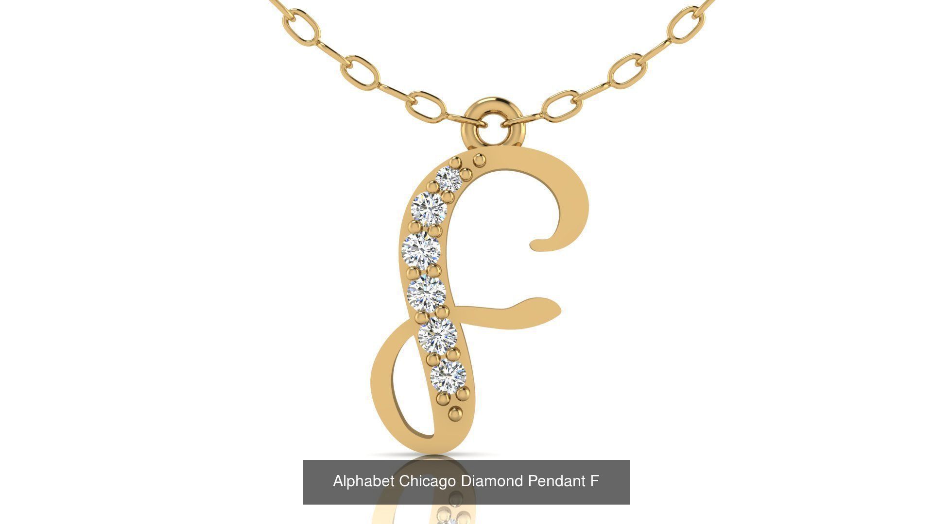 Alphabet Chicago Diamond Pendant 26 models 3D Model Collection_9