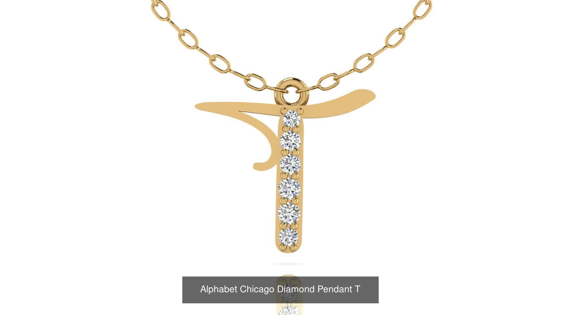 Alphabet Chicago Diamond Pendant 26 models 3D Model Collection_22