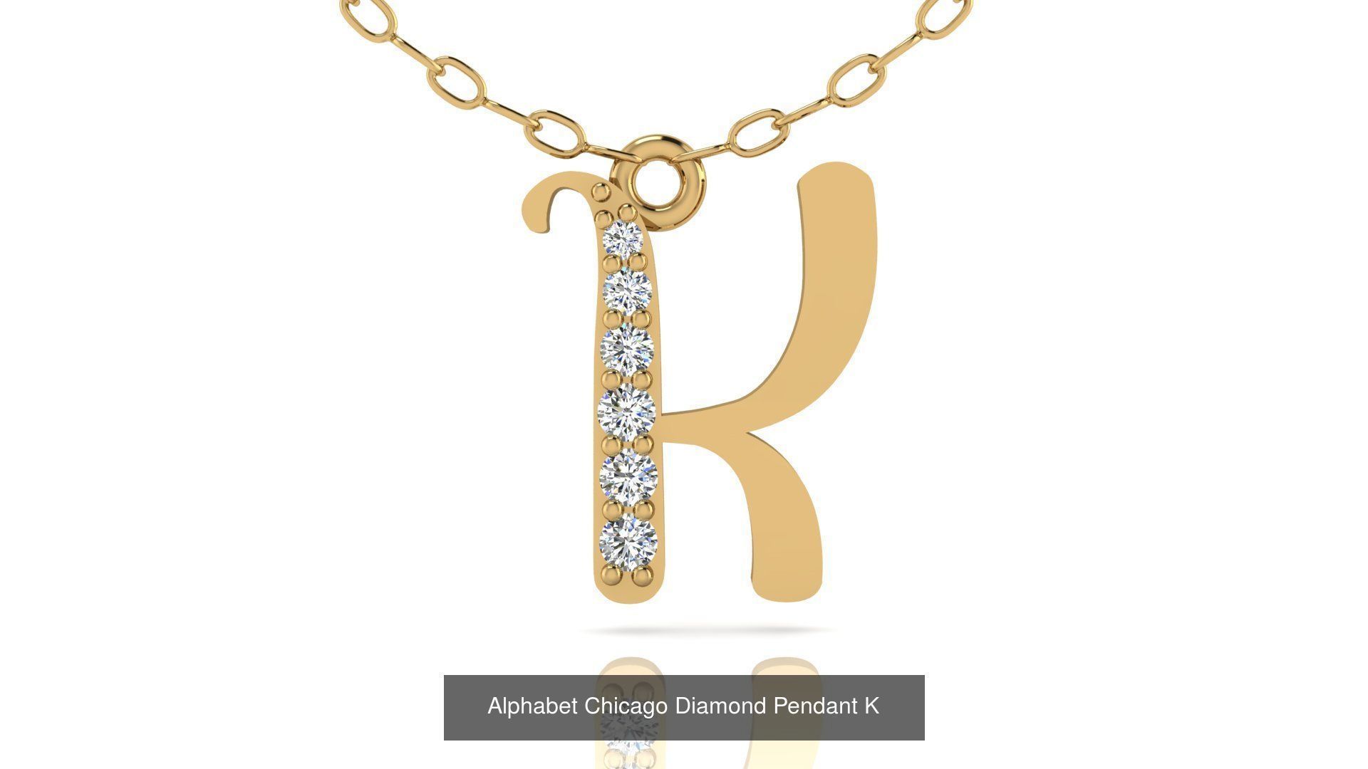 Alphabet Chicago Diamond Pendant 26 models 3D Model Collection_14