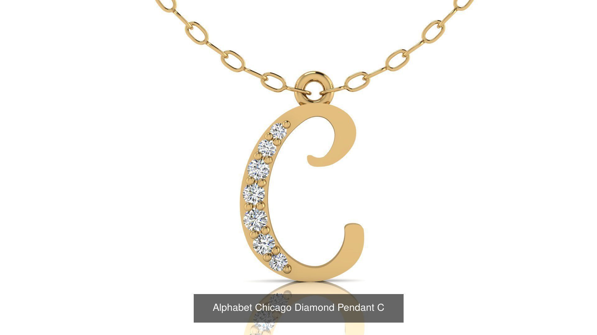 Alphabet Chicago Diamond Pendant 26 models 3D Model Collection_6