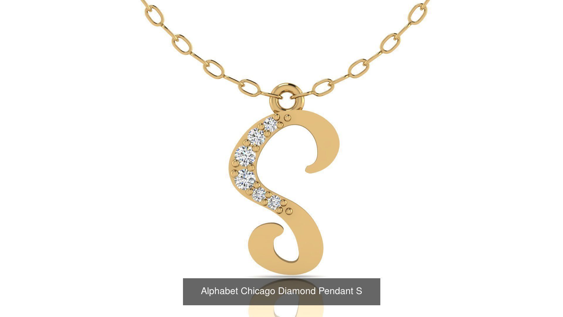 Alphabet Chicago Diamond Pendant 26 models 3D Model Collection_21