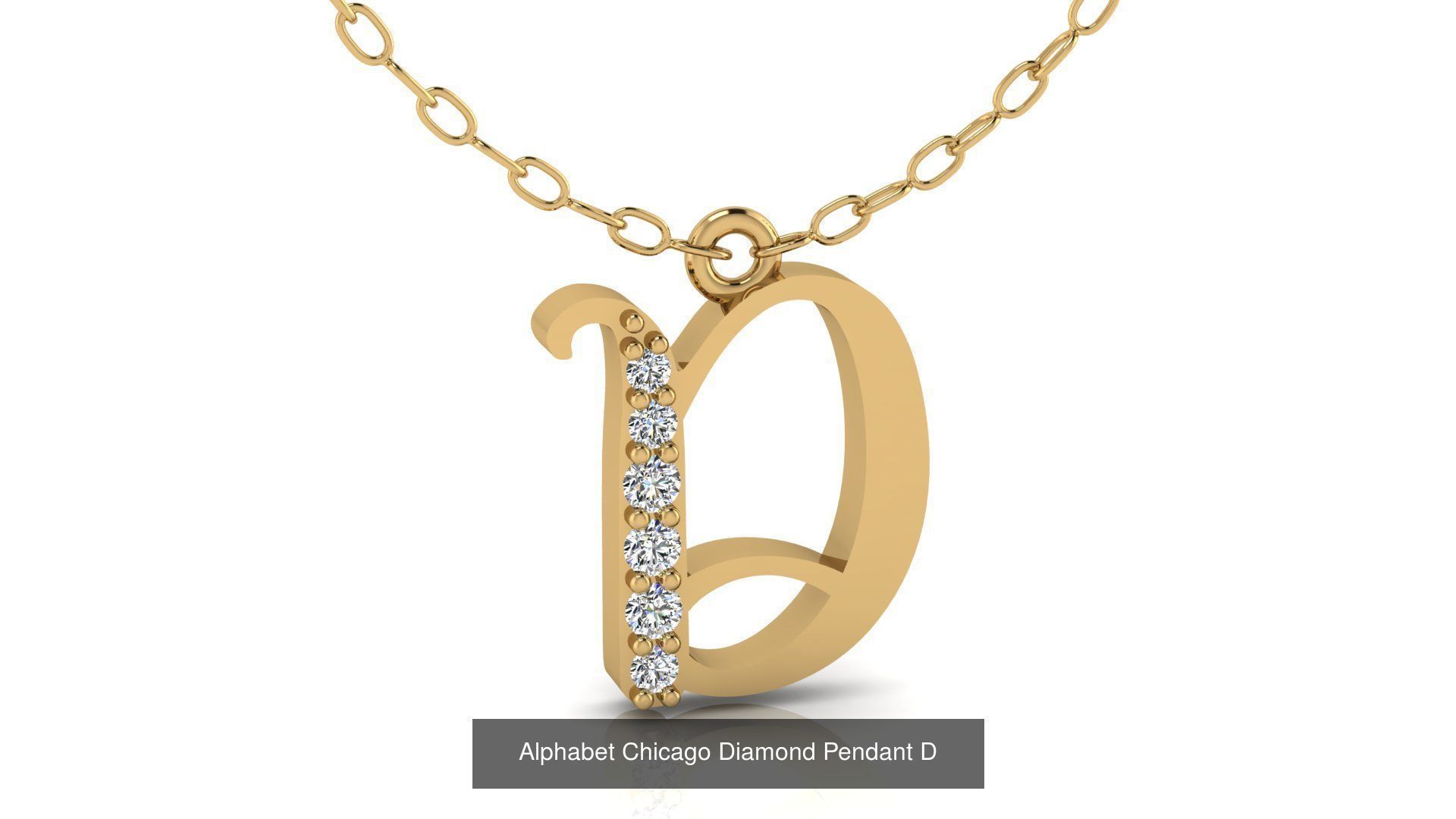 Alphabet Chicago Diamond Pendant 26 models 3D Model Collection_7