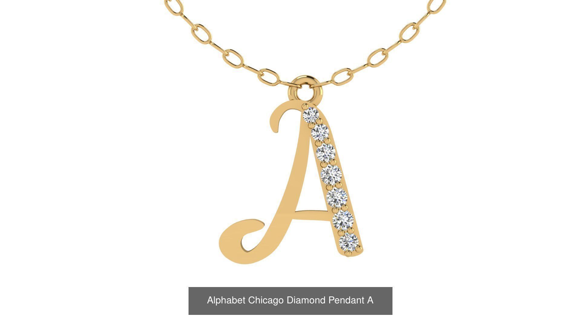 Alphabet Chicago Diamond Pendant 26 models 3D Model Collection_4