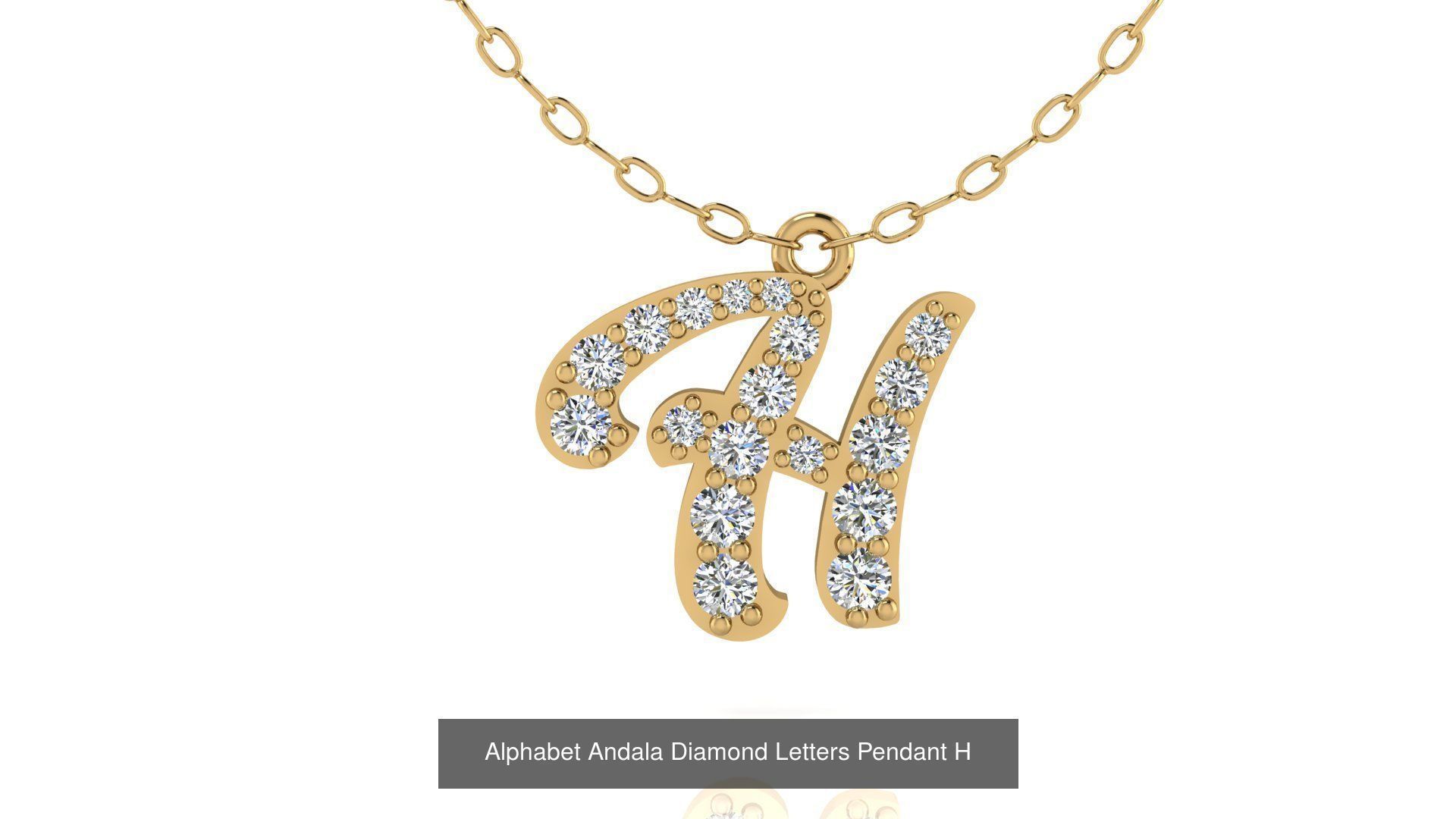 Alphabet Andala Diamond Letters Pendants 26 models 3D Model Collection_34