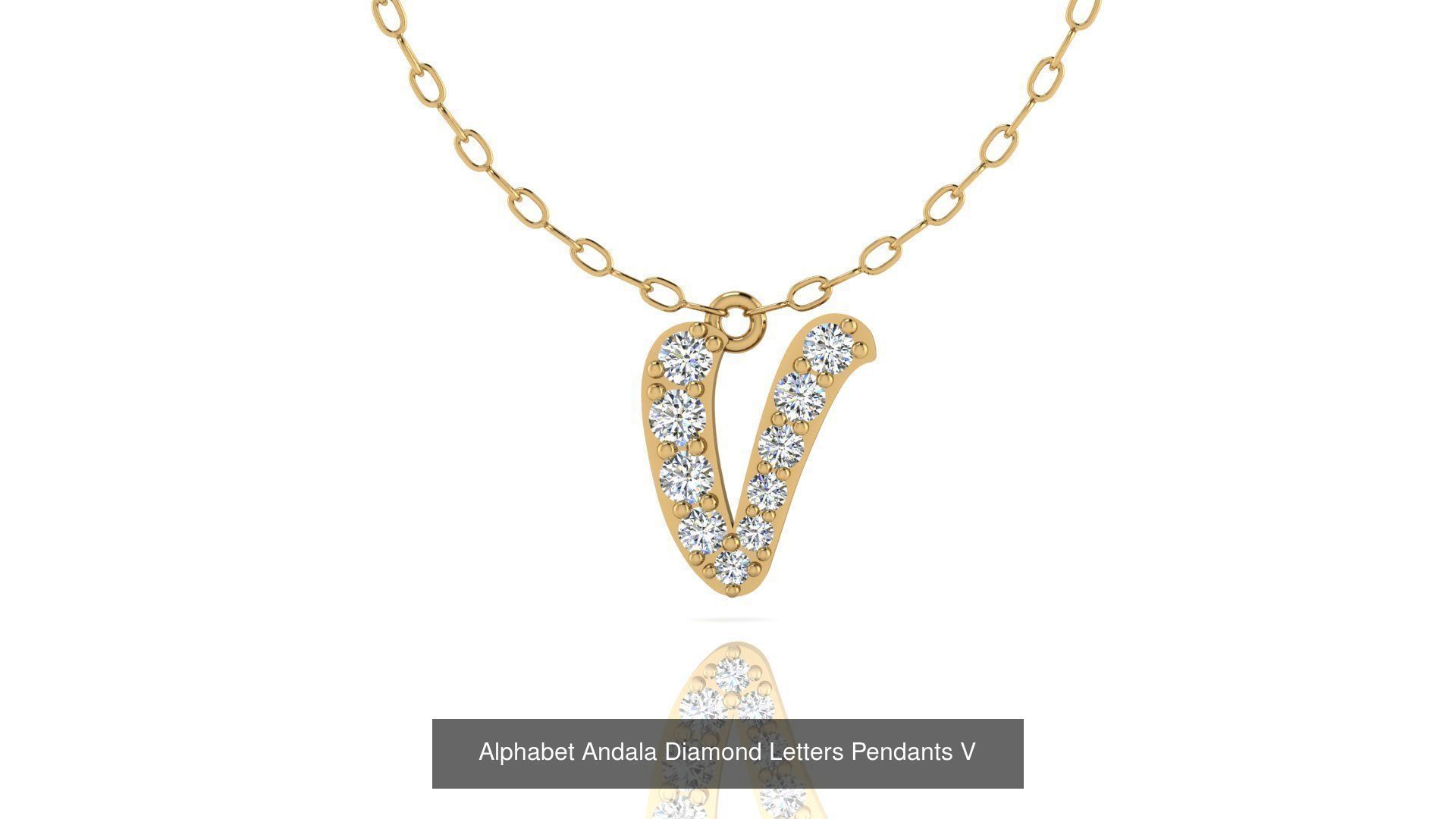 Alphabet Andala Diamond Letters Pendants 26 models 3D Model Collection_46