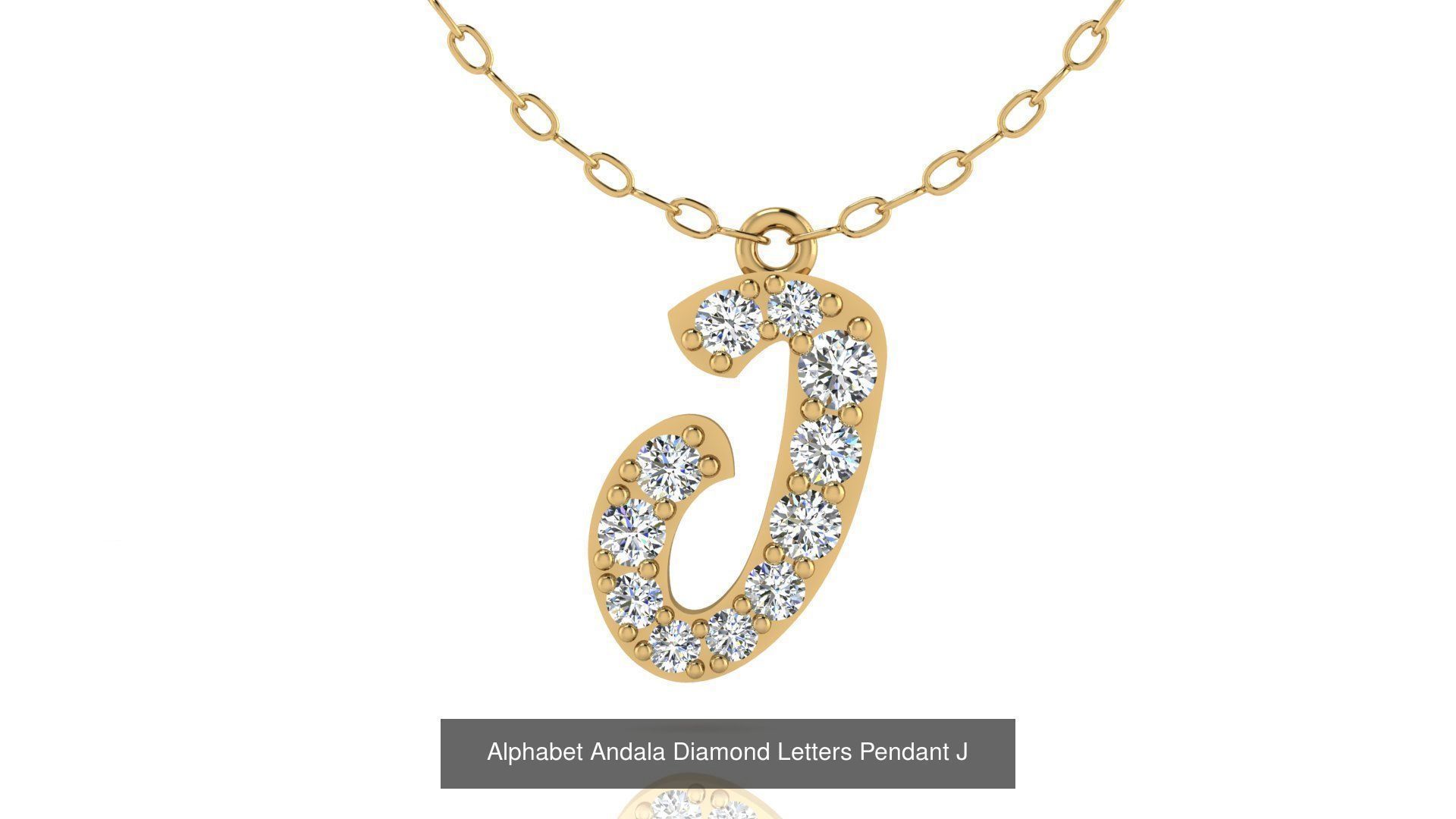 Alphabet Andala Diamond Letters Pendants 26 models 3D Model Collection_36