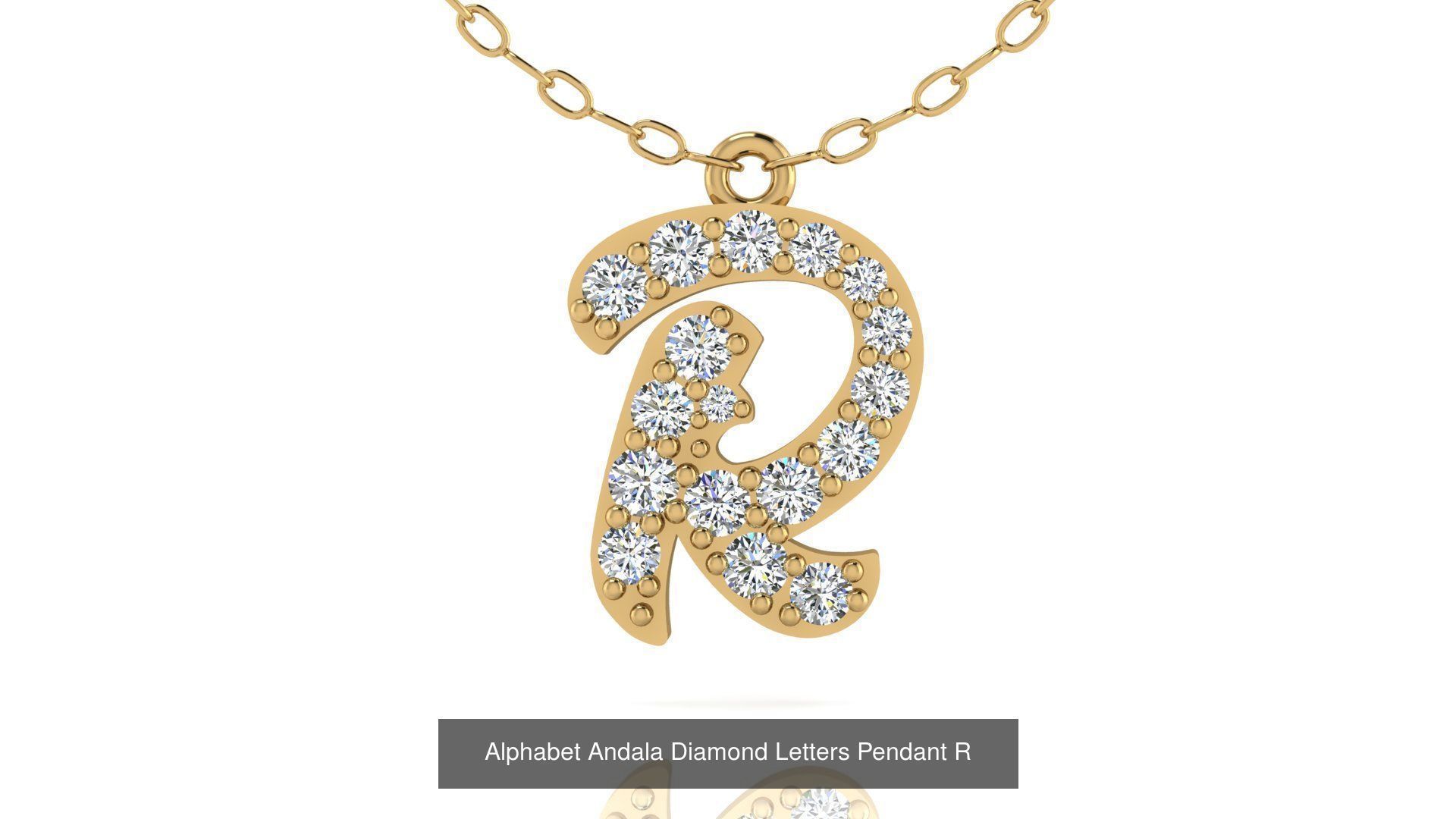 Alphabet Andala Diamond Letters Pendants 26 models 3D Model Collection_43
