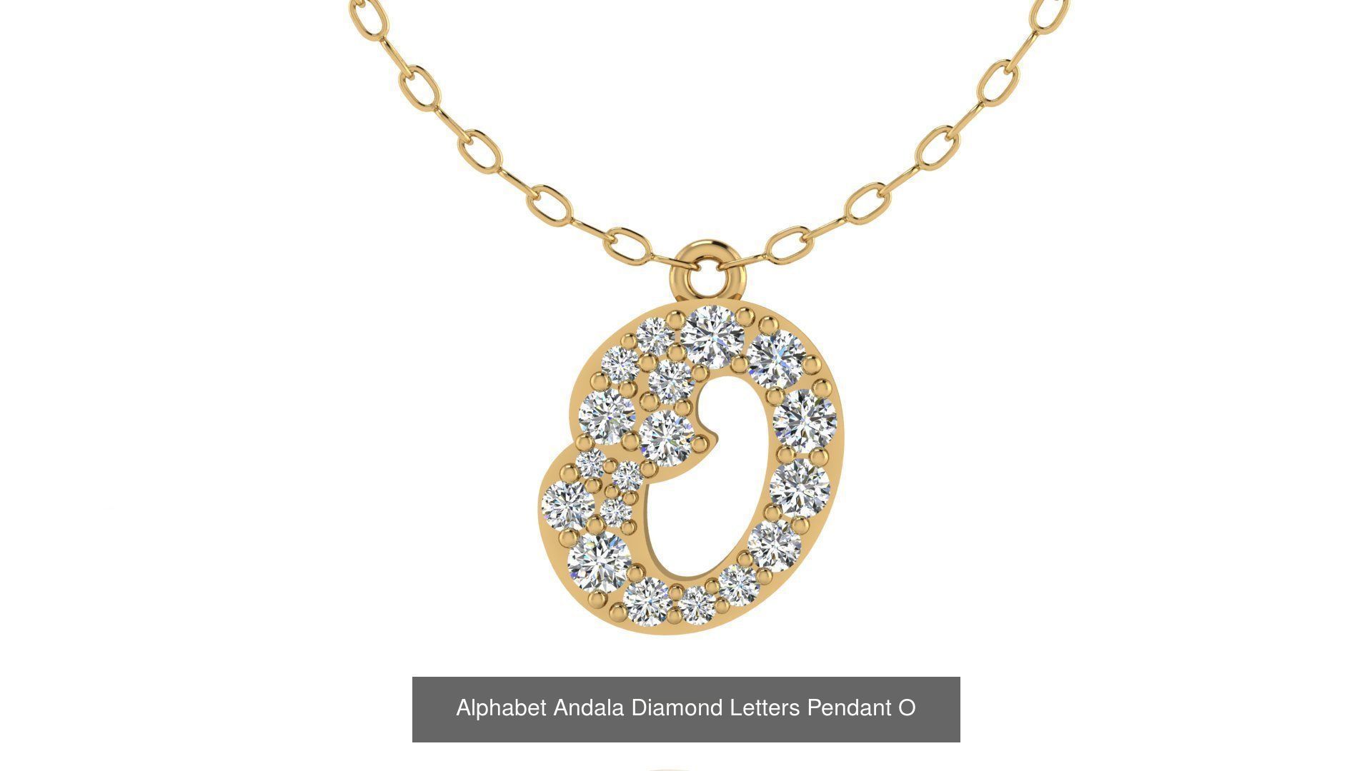 Alphabet Andala Diamond Letters Pendants 26 models 3D Model Collection_41