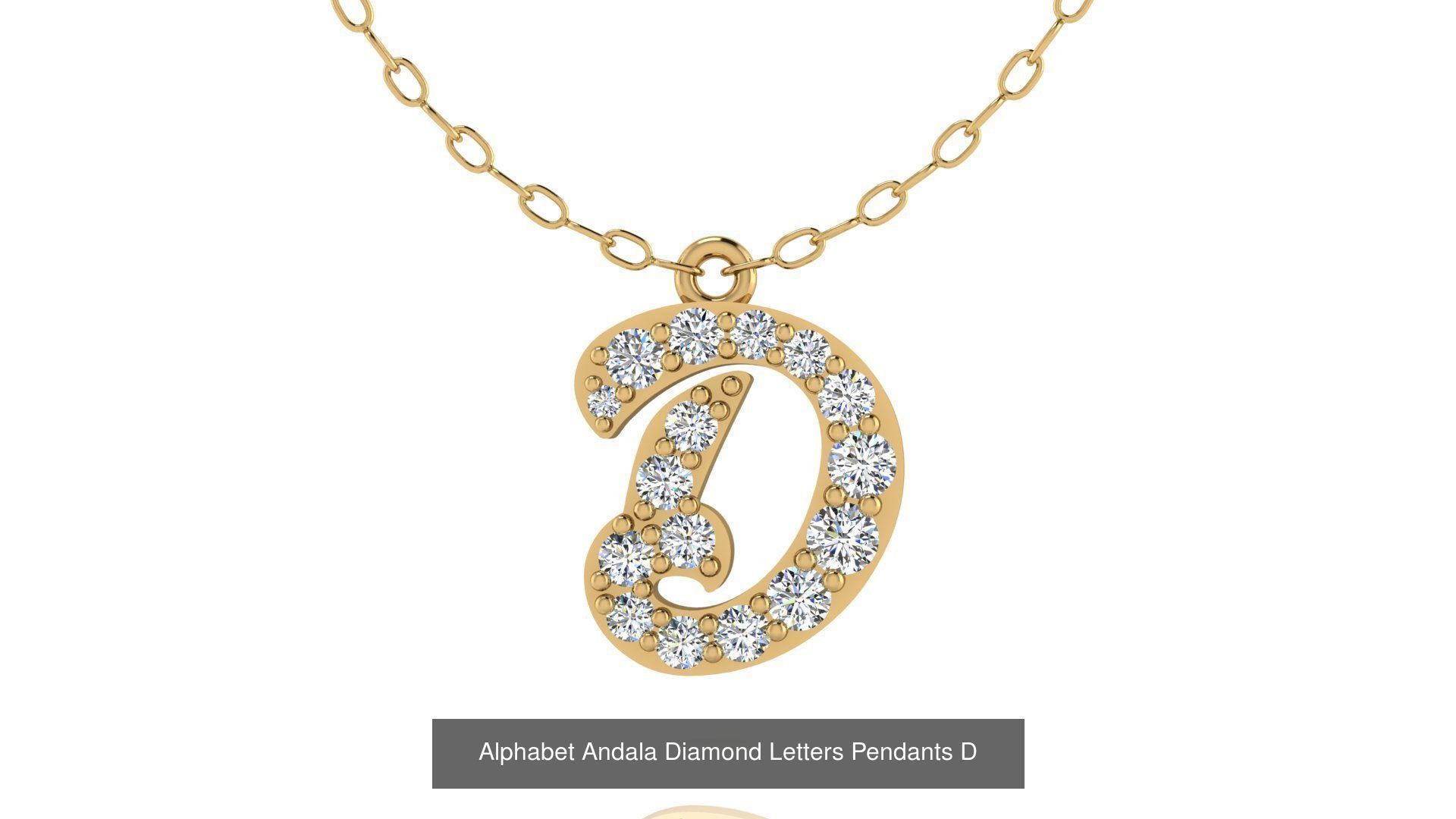 Alphabet Andala Diamond Letters Pendants 26 models 3D Model Collection_30