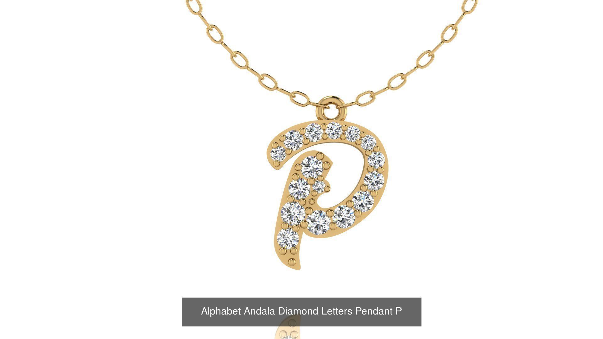 Alphabet Andala Diamond Letters Pendants 26 models 3D Model Collection_42