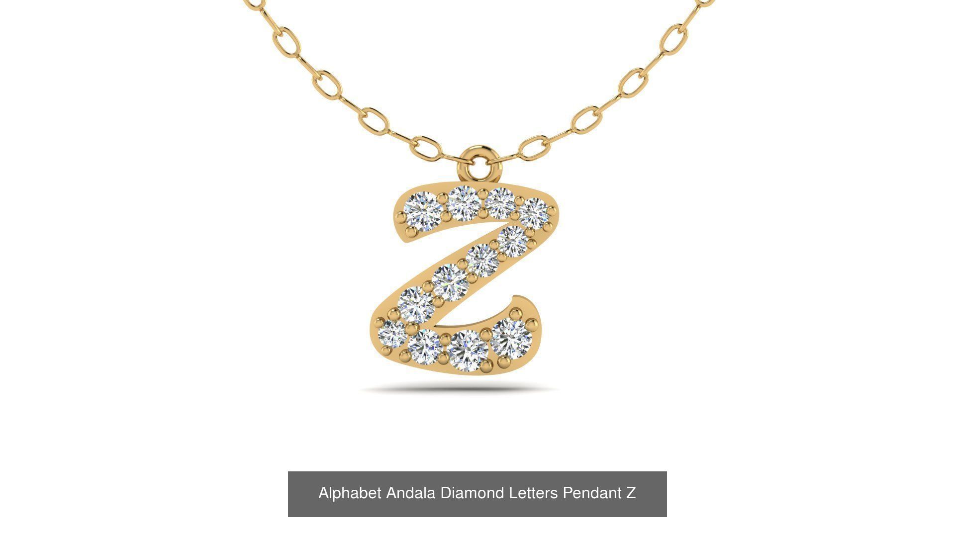 Alphabet Andala Diamond Letters Pendants 26 models 3D Model Collection_48