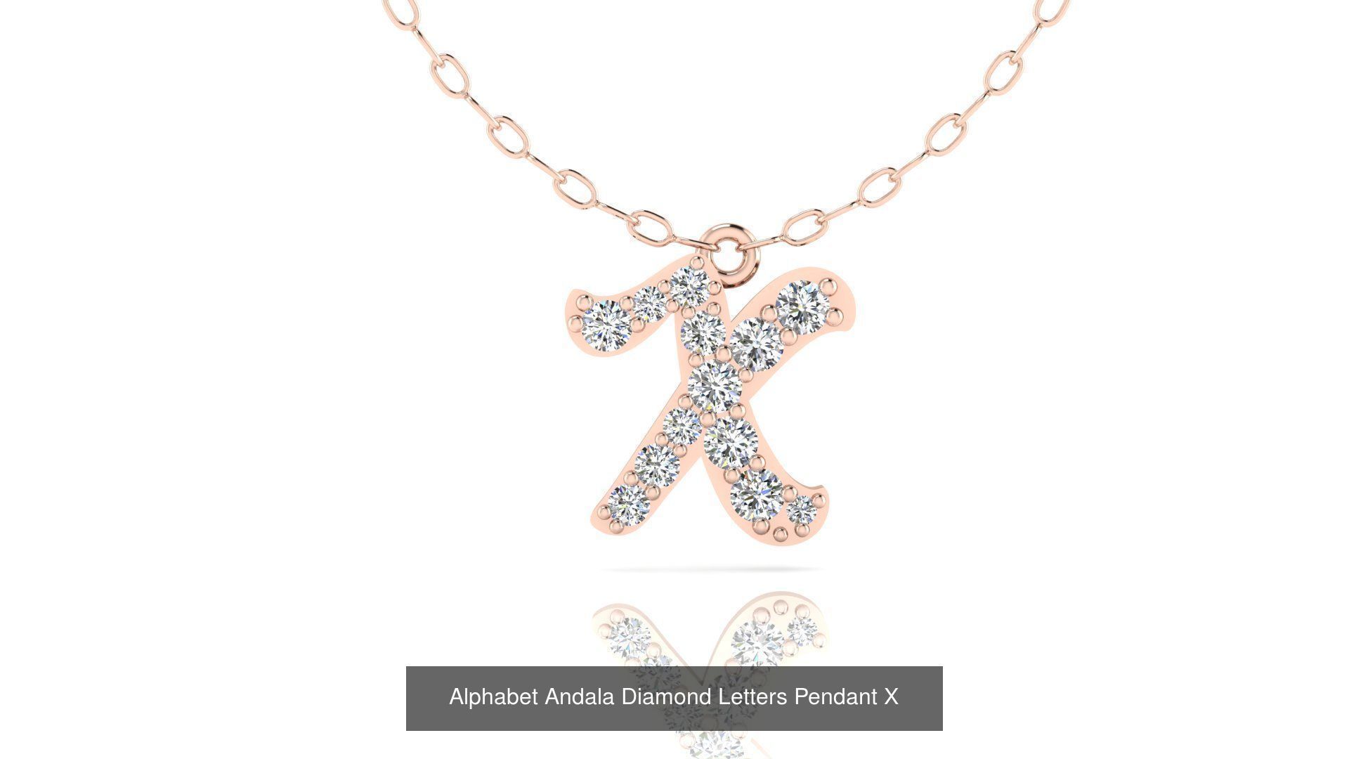 Alphabet Andala Diamond Letters Pendants 26 models 3D Model Collection_47