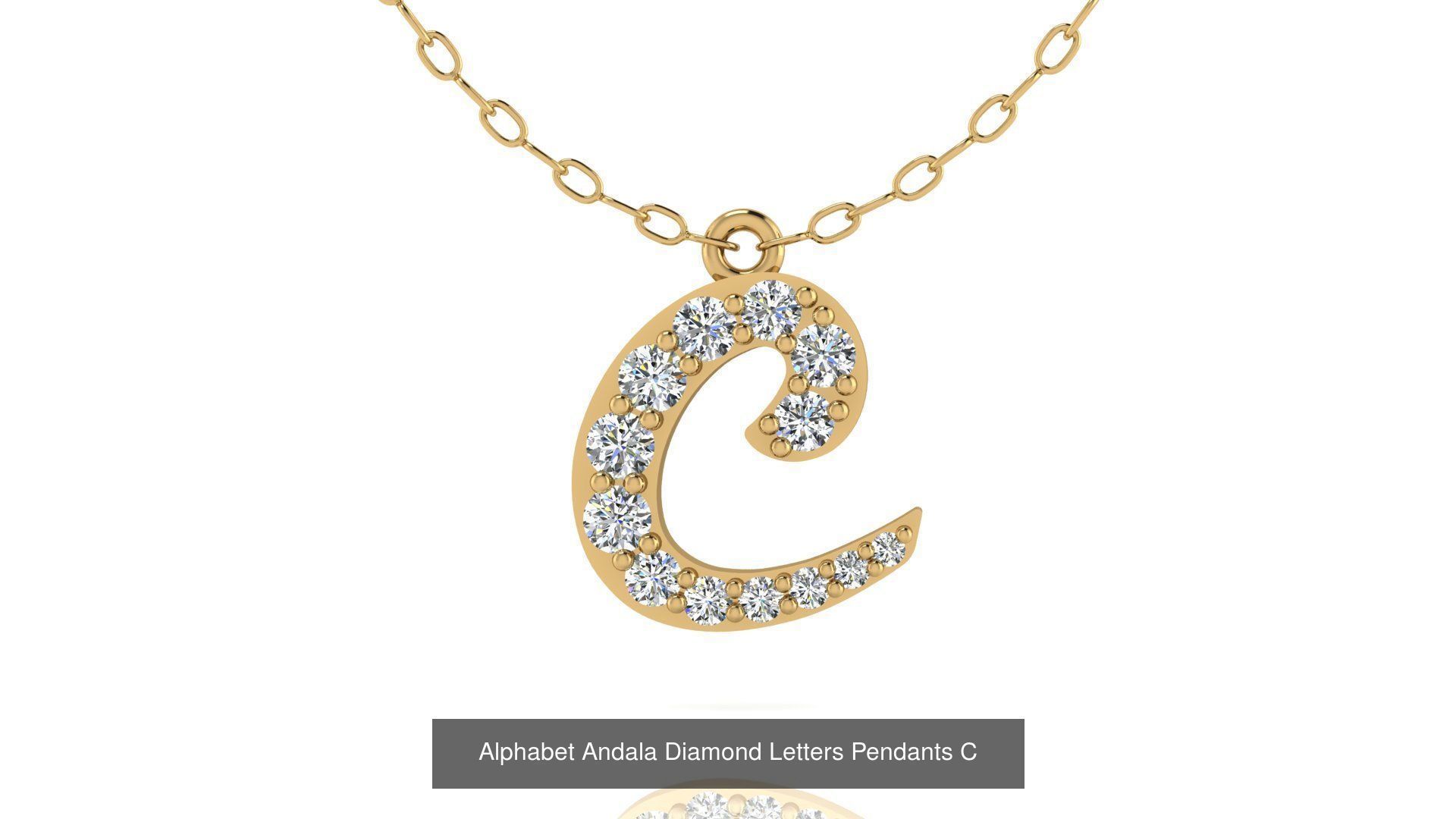 Alphabet Andala Diamond Letters Pendants 26 models 3D Model Collection_29