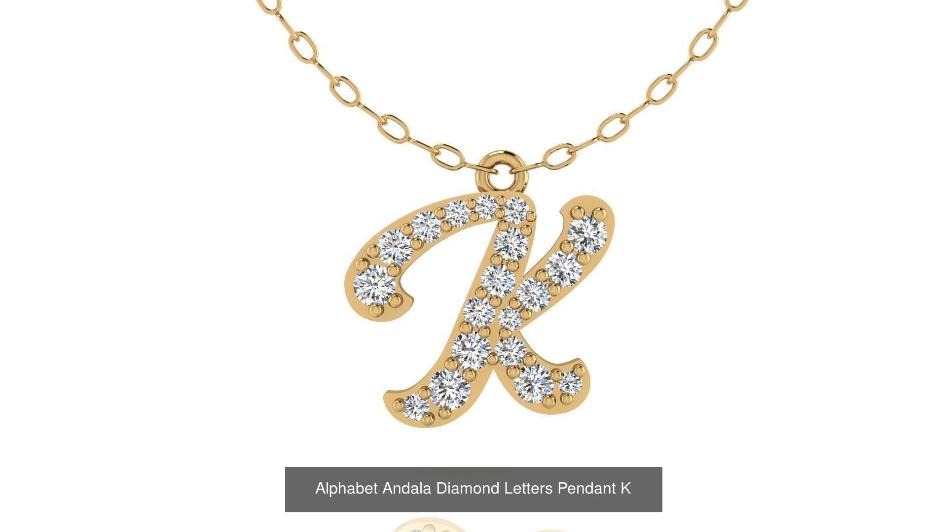 Alphabet Andala Diamond Letters Pendants 26 models 3D Model Collection_37