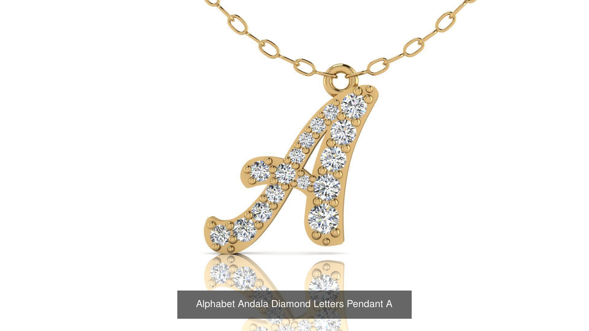 Alphabet Andala Diamond Letters Pendants 26 models 3D Model Collection_27